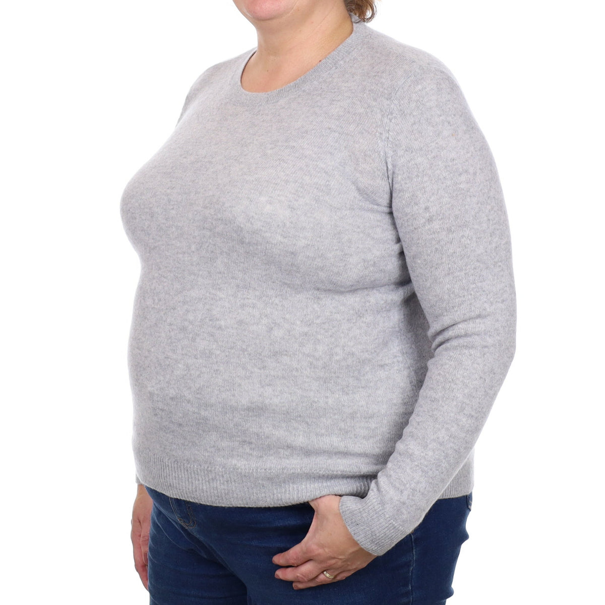 Smoke Grey Cashmere Crew Neck Jumper Extra Large