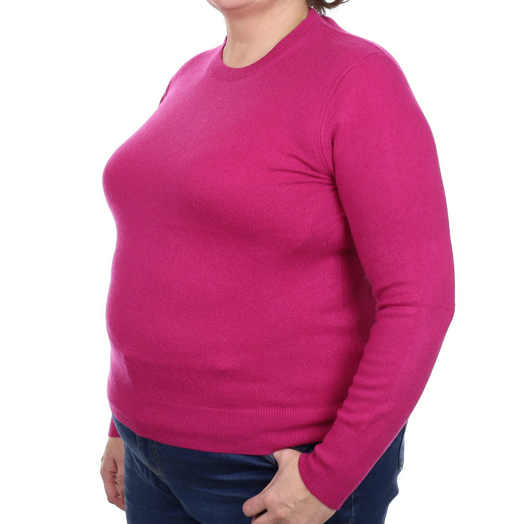 Magenta Pink Cashmere Crew Neck Jumper Extra Large