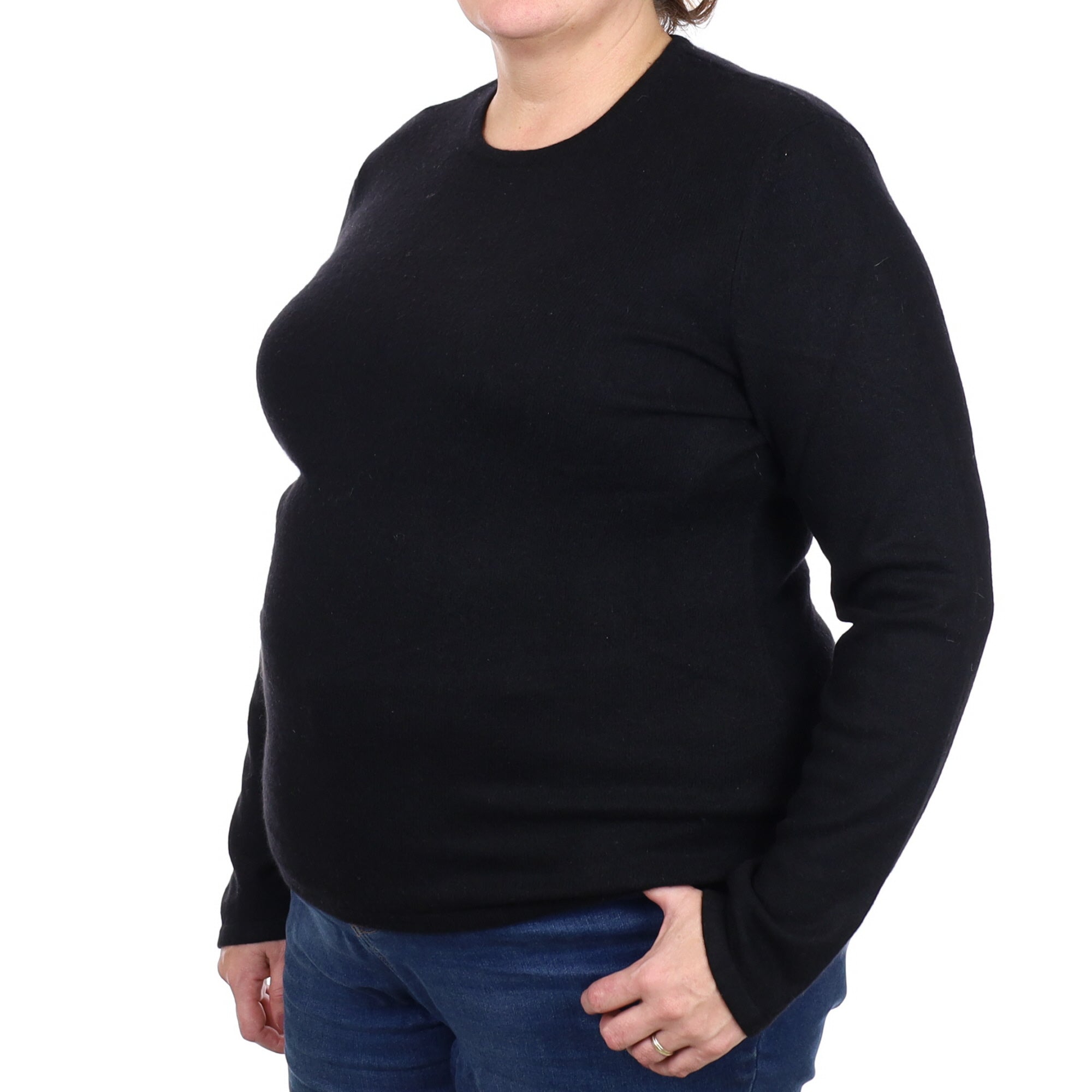 Black Cashmere Crew Neck Jumper Extra Large
