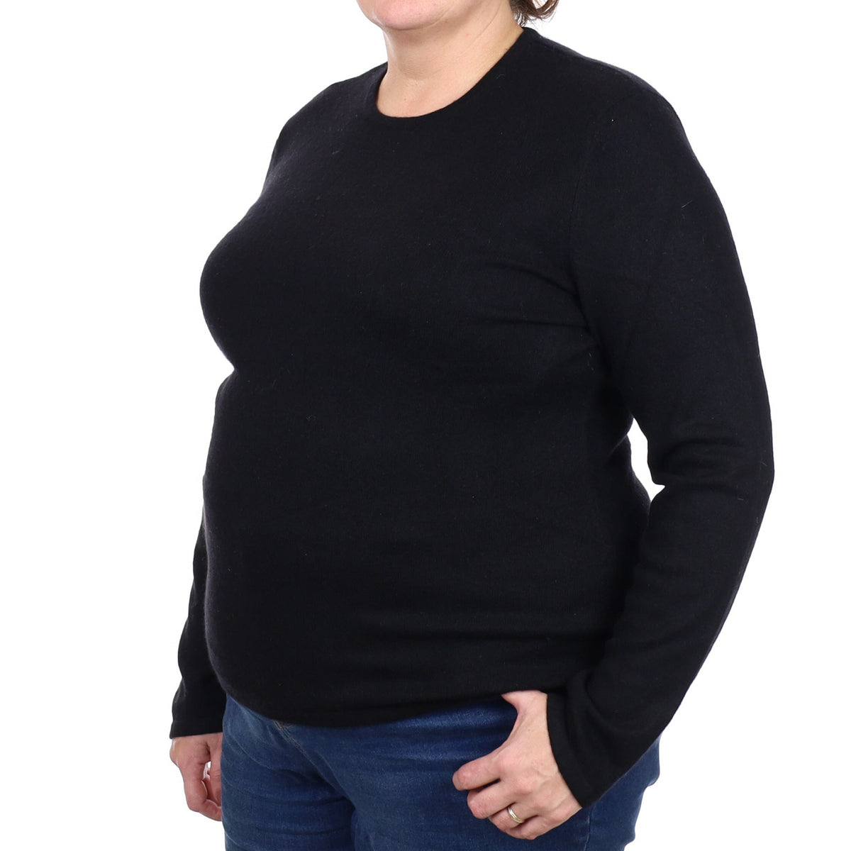 Black Cashmere Crew Neck Jumper Extra Large