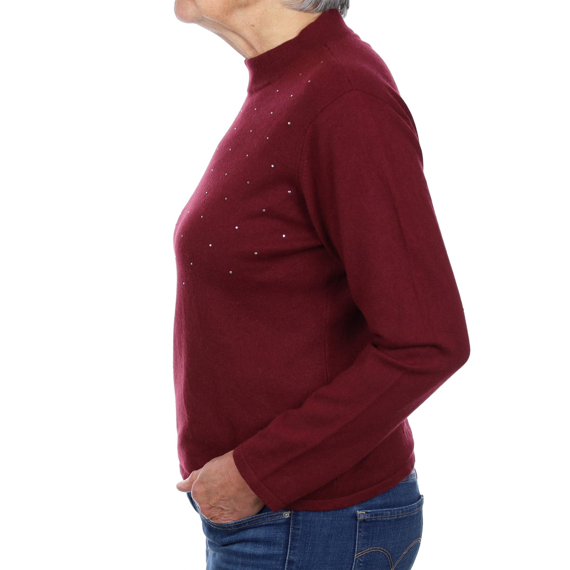 Wine Red Cashmere Turtle Neck Jumper Medium