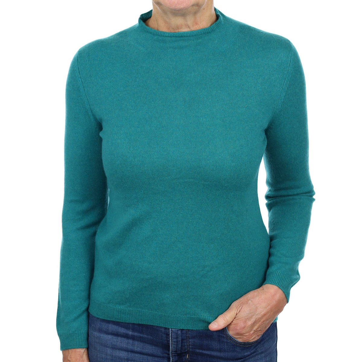 Sea Green Cashmere Turtle Neck Jumper Medium