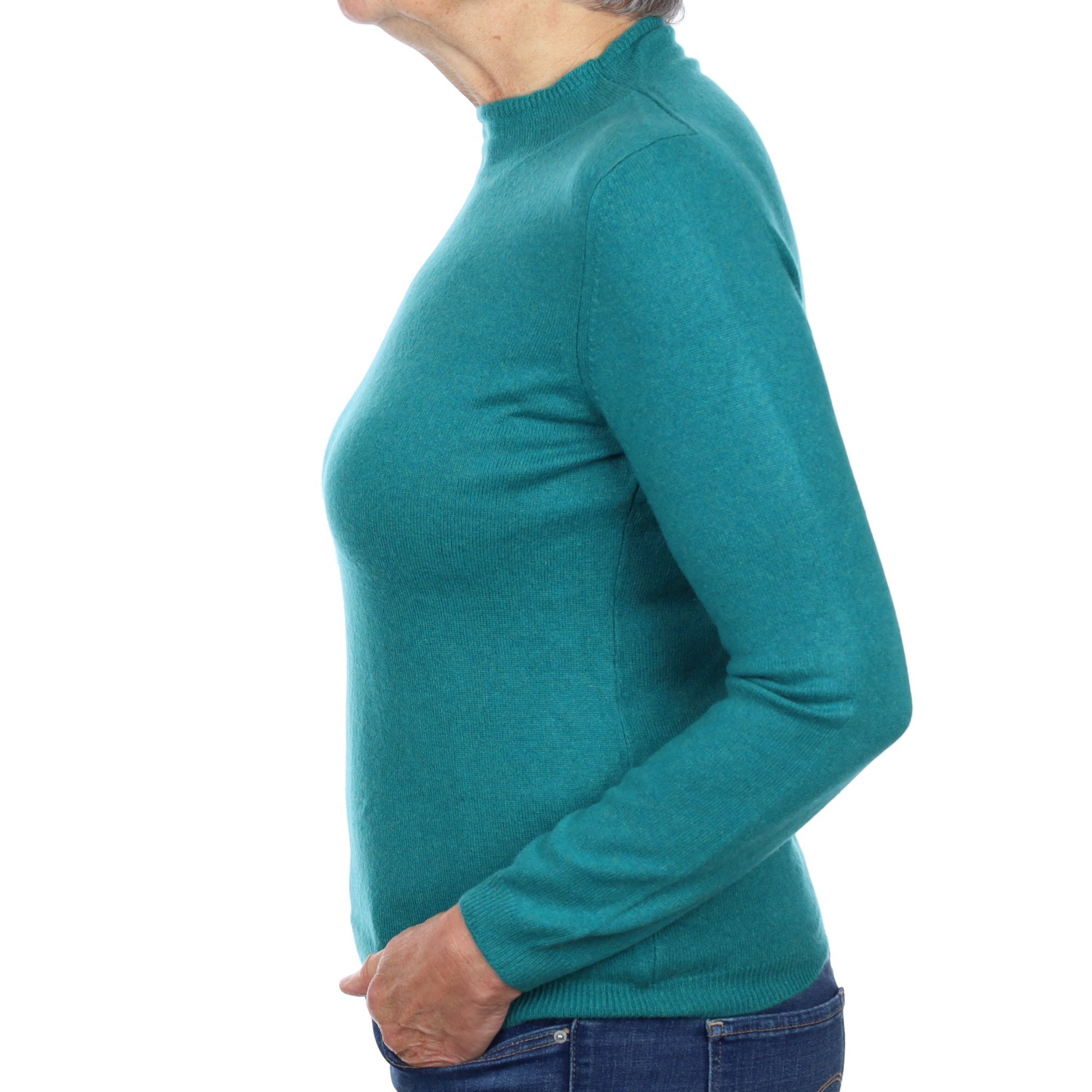 Sea Green Cashmere Turtle Neck Jumper Medium