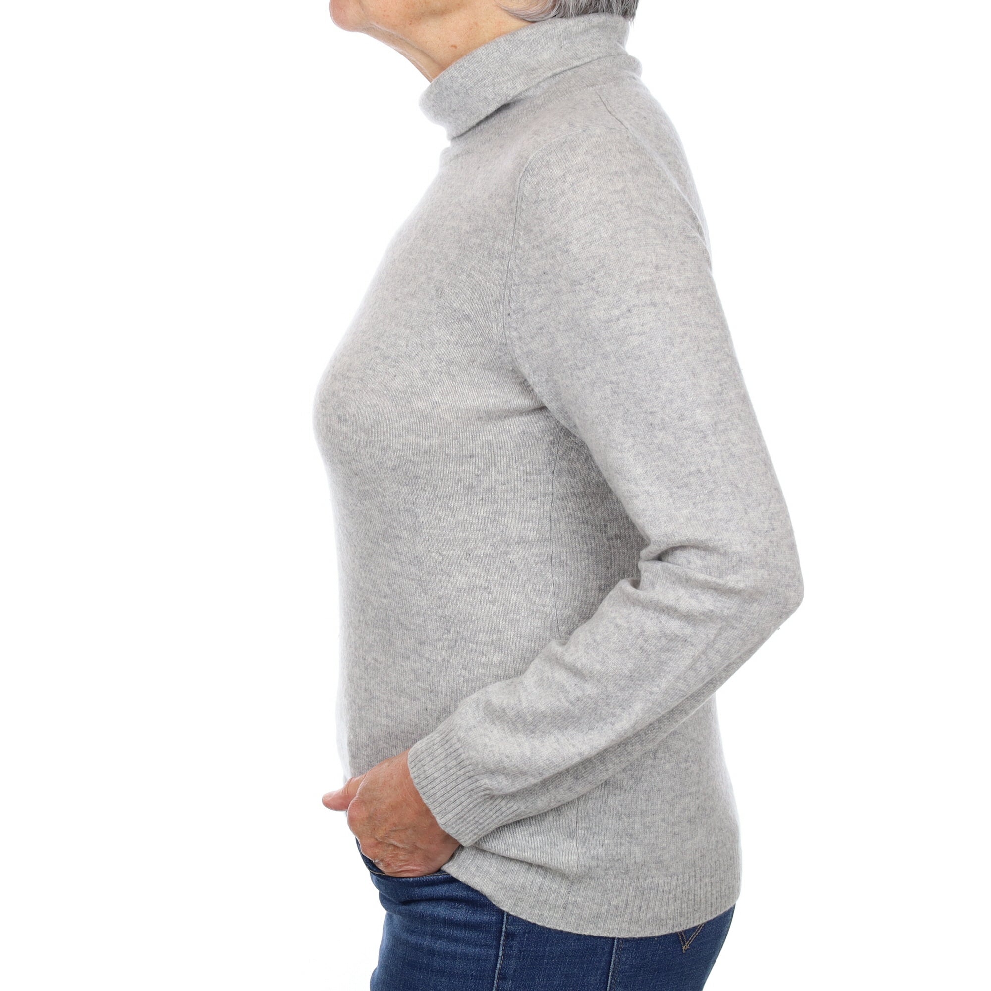 Smoke Grey Cashmere Funnel Neck Jumper Medium