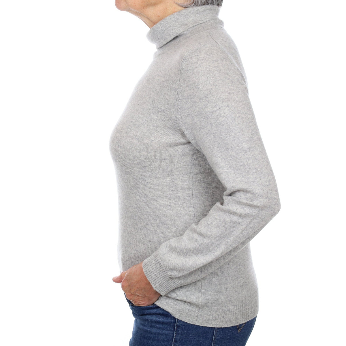 Smoke Grey Cashmere Funnel Neck Jumper Medium