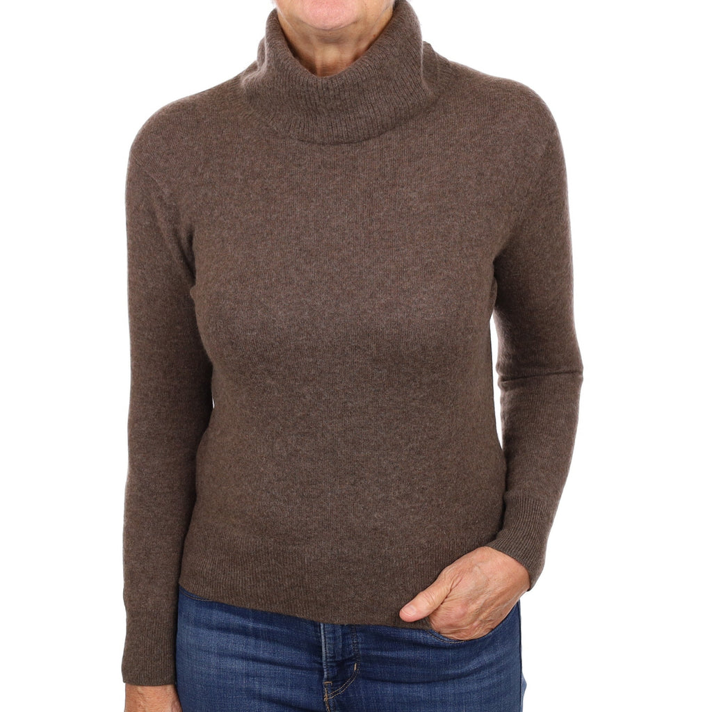 Donkey Brown Cashmere Polo Neck Jumper Medium