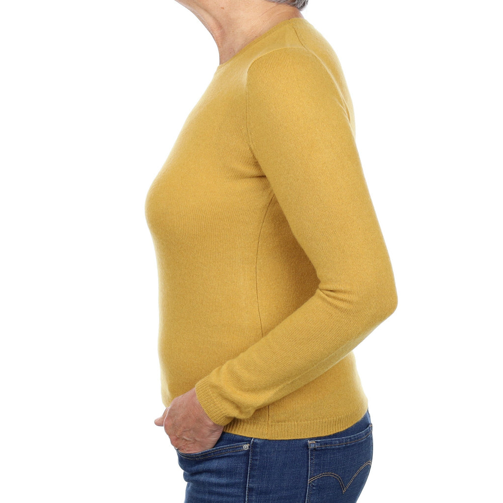 Dijon Mustard Yellow Cashmere Crew Neck Jumper Medium