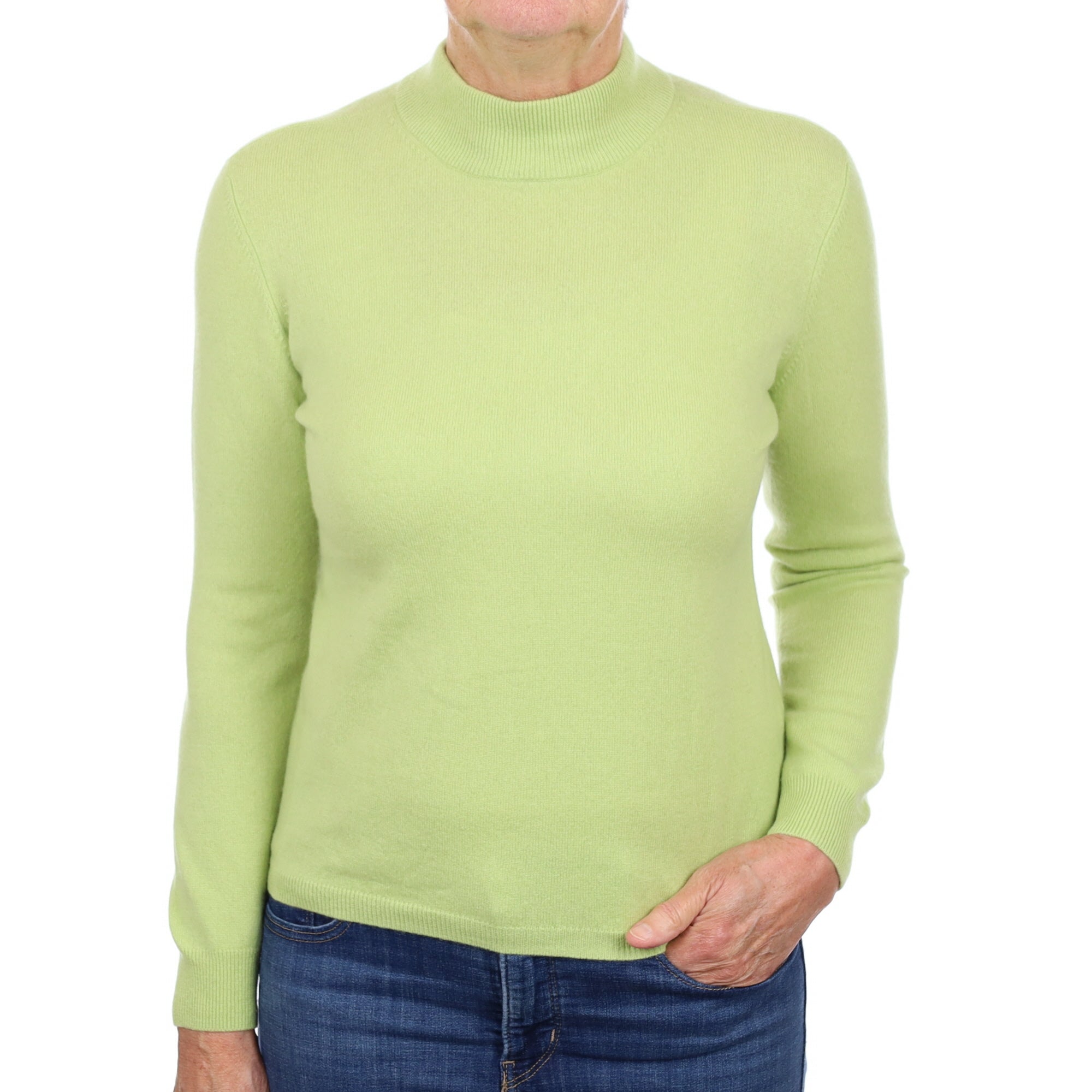 Key Lime Green Cashmere Turtle Neck Jumper Medium