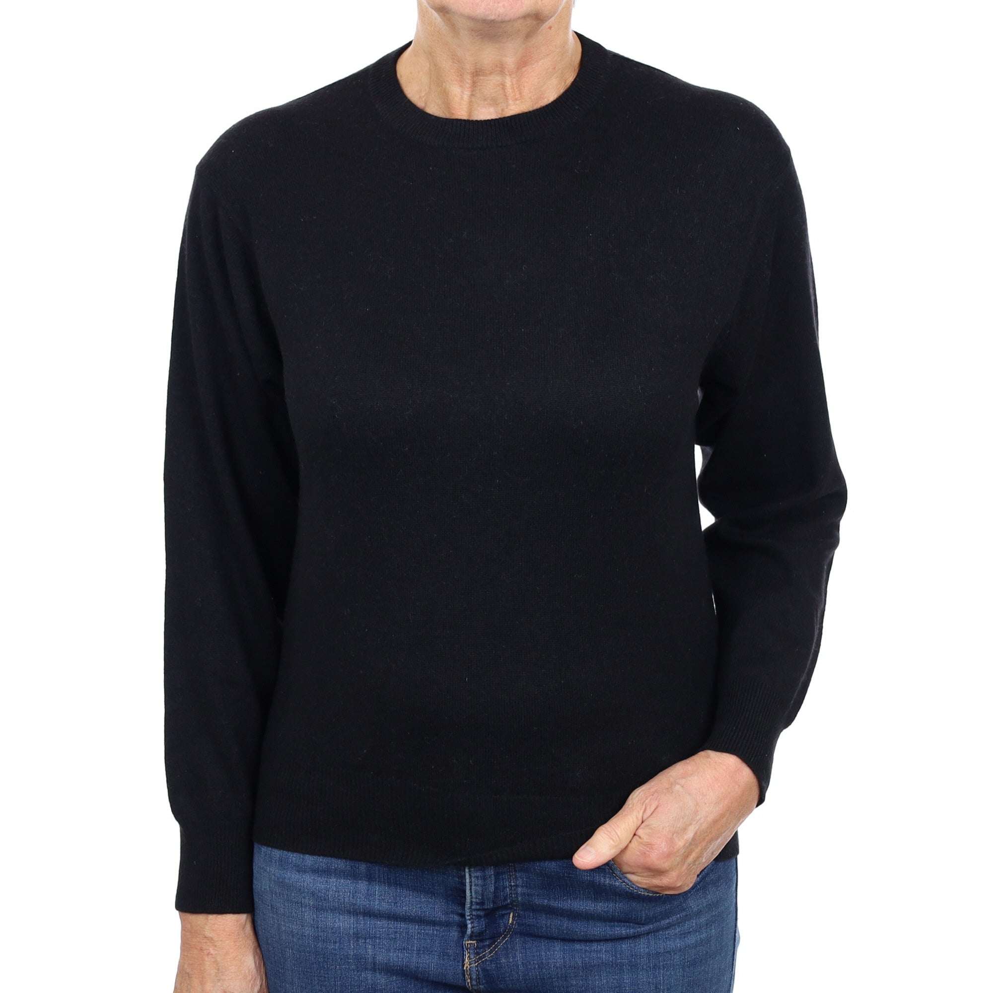 Black Cashmere Crew Neck Jumper Medium