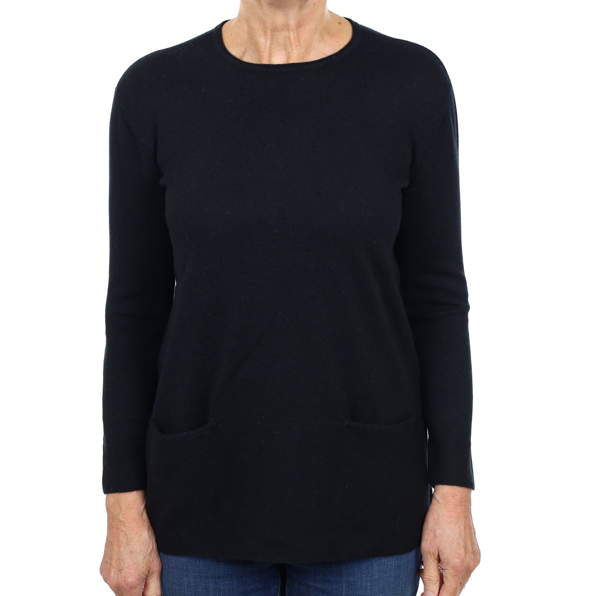 Black Cashmere Crew Neck Jumper Medium
