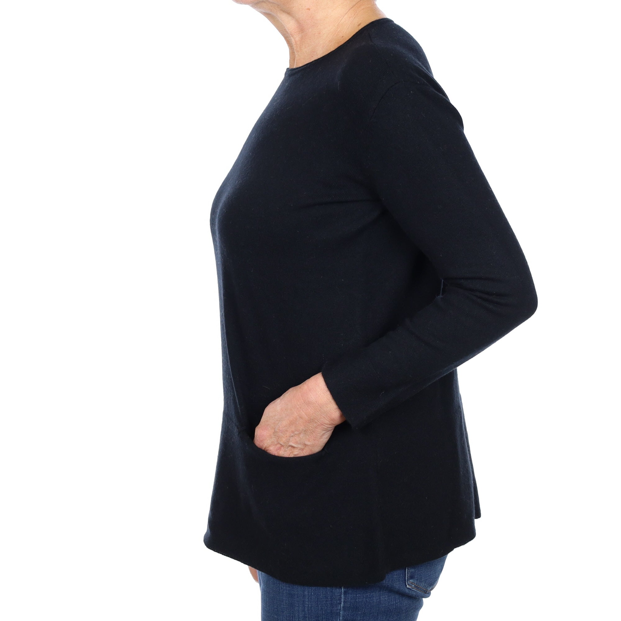 Black Cashmere Crew Neck Jumper Medium