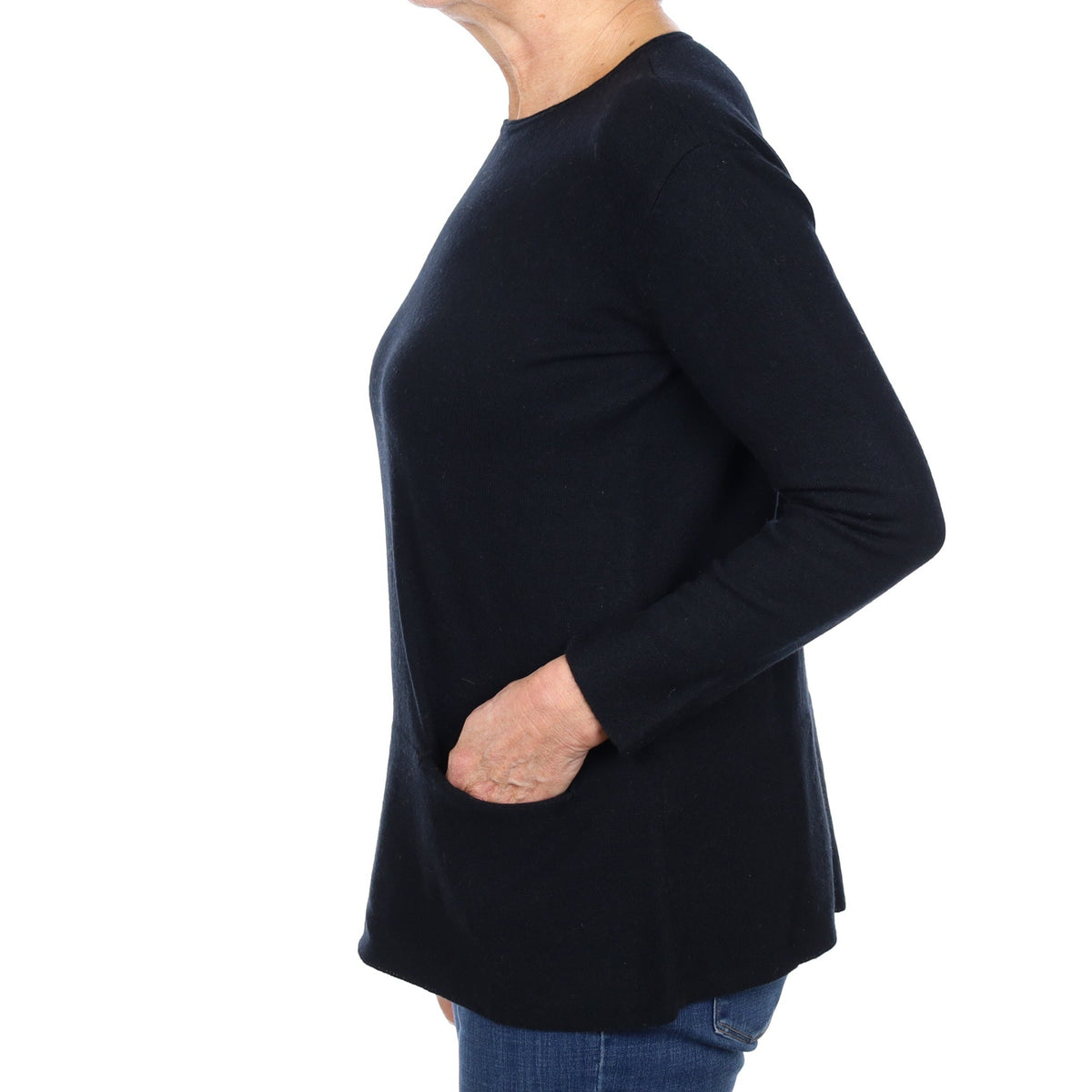 Black Cashmere Crew Neck Jumper Medium