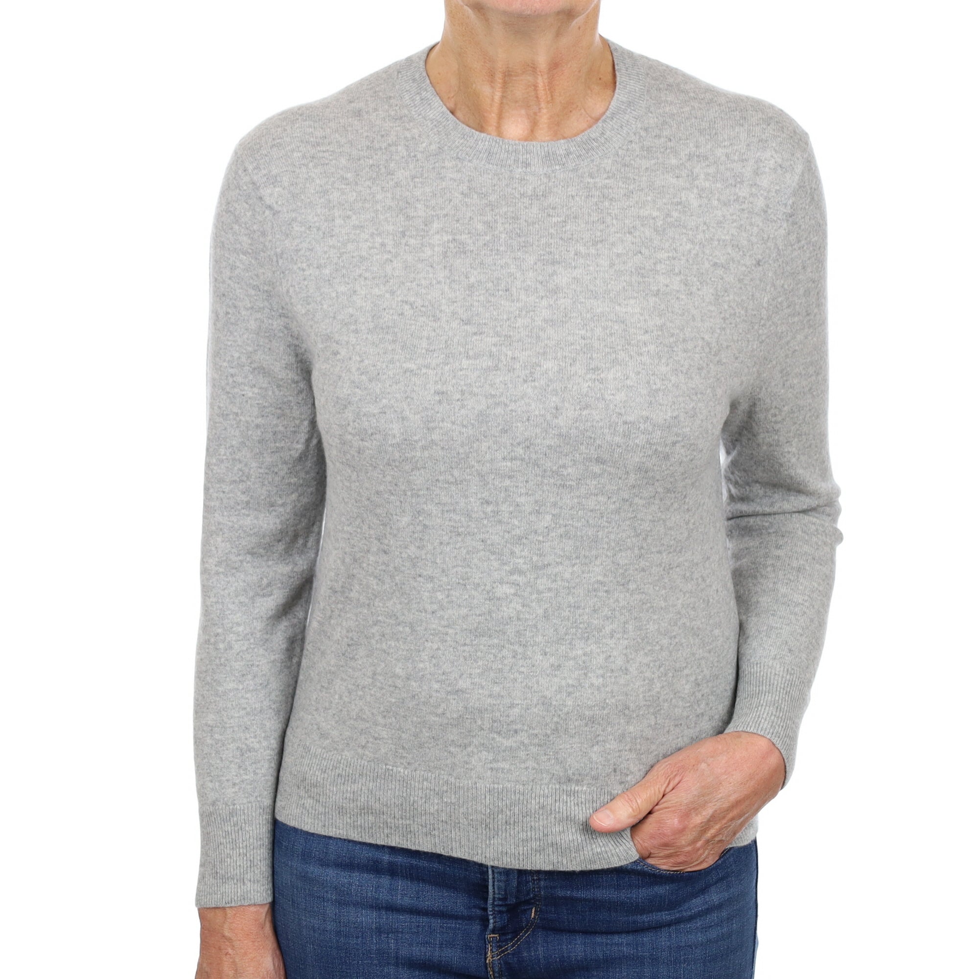 Smoke Grey Cashmere Crew Neck Jumper Medium