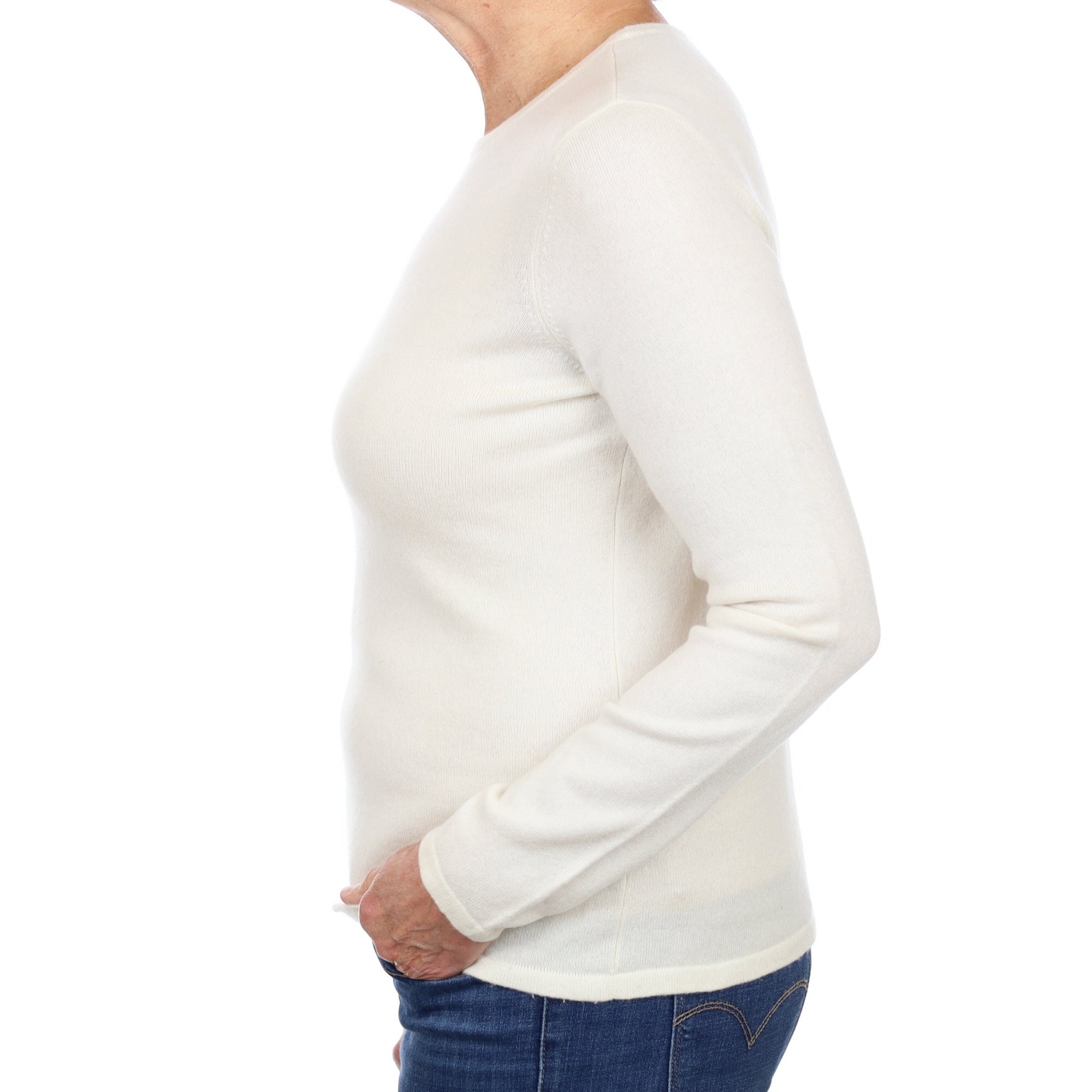 Vanilla Cream Cashmere Crew Neck Jumper Medium