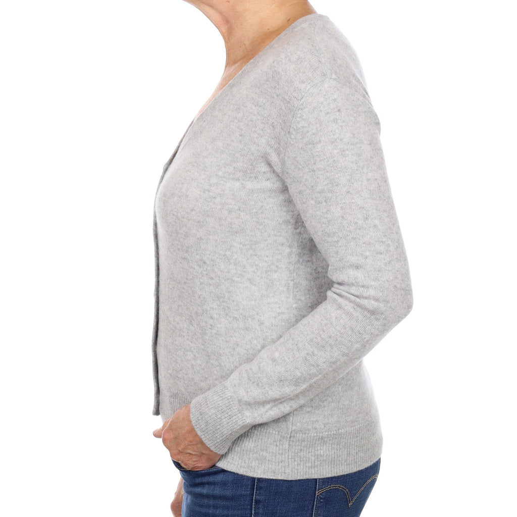 Smoke Grey Cashmere V Neck Cardigan Medium