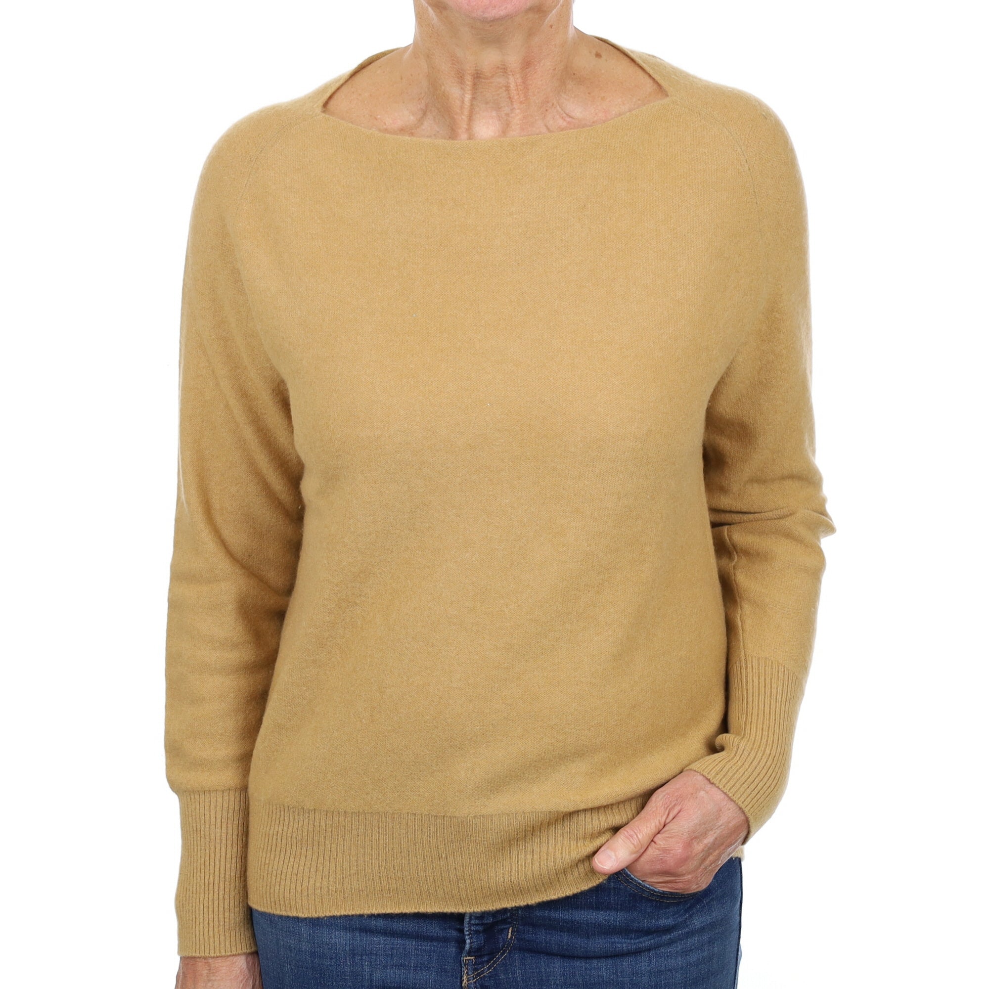 Vince Dijon Mustard Yellow Cashmere Slash Neck Jumper Medium