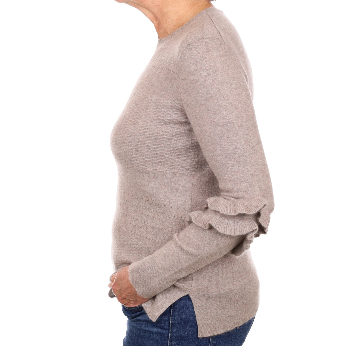 Neiman Marcus Mink Brown Cashmere Crew Neck Jumper Medium