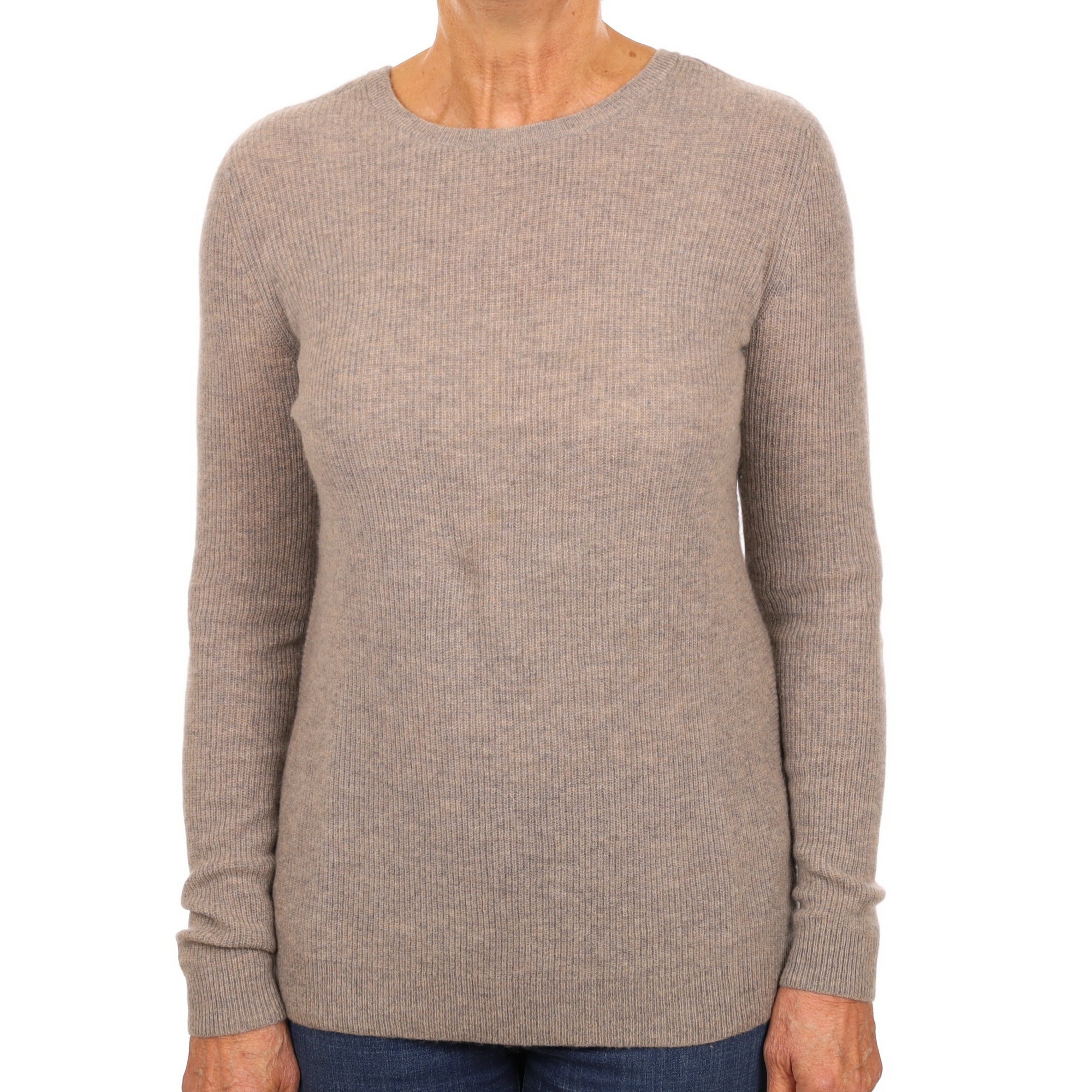 Mink Brown Cashmere Crew Neck Jumper Medium