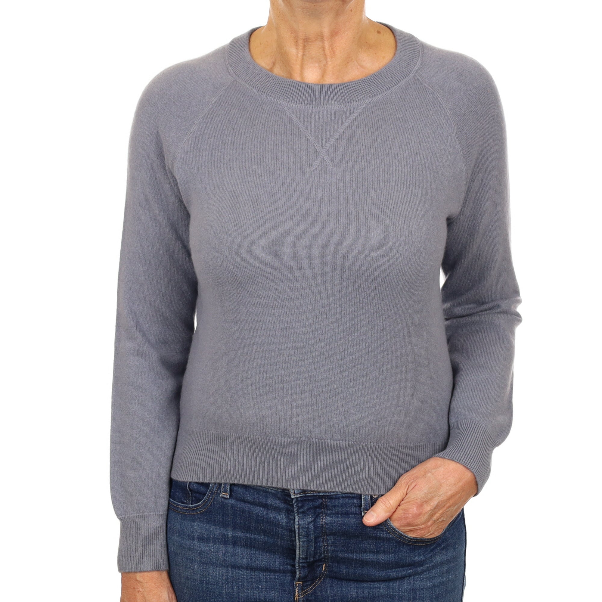 Dove Grey Cashmere Crew Neck Jumper Medium