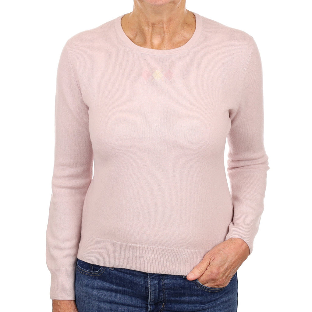 Pale Mauve Cashmere Crew Neck Jumper Medium