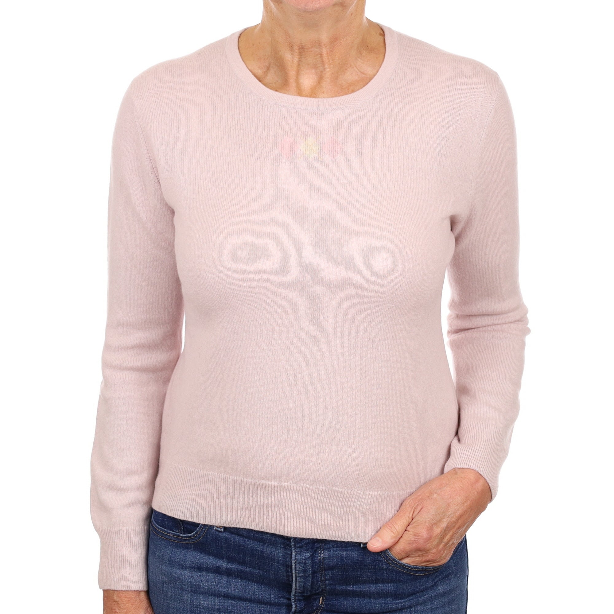 Pale Mauve Cashmere Crew Neck Jumper Medium