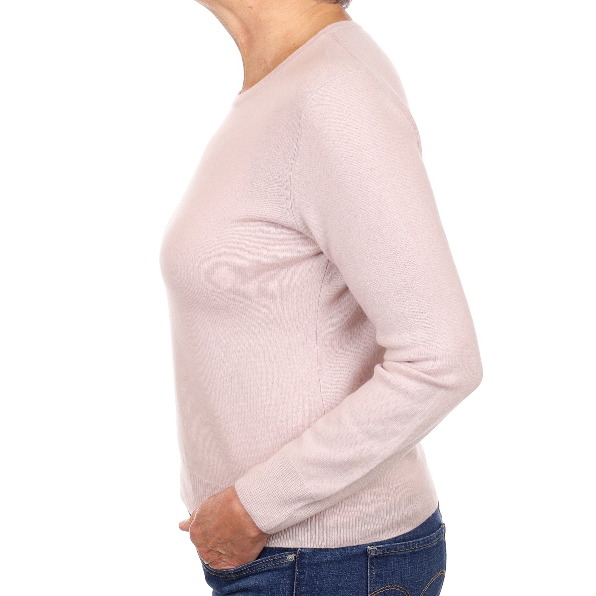 Pale Mauve Cashmere Crew Neck Jumper Medium