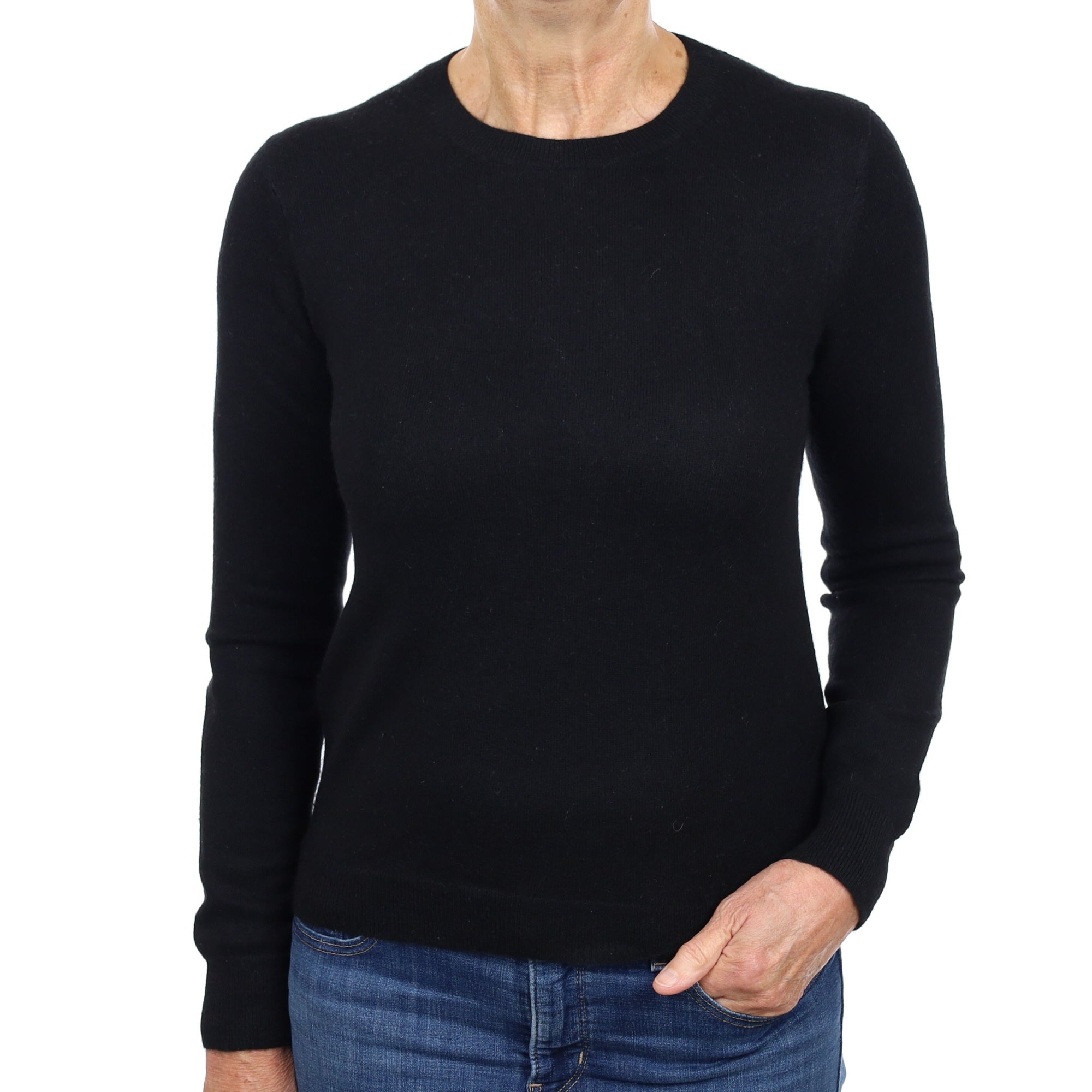 Black Cashmere Crew Neck Jumper Medium