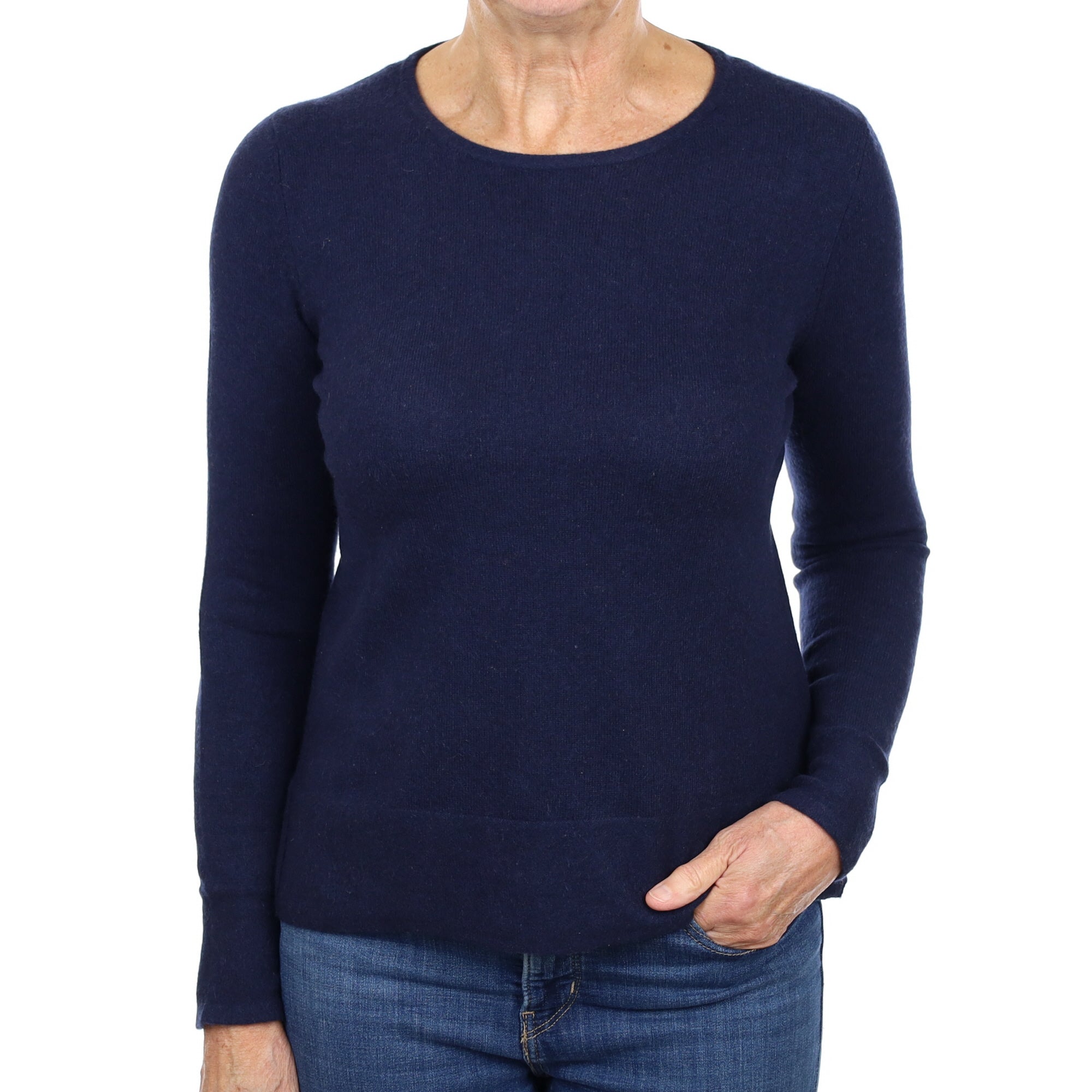 Navy Blue Cashmere Crew Neck Jumper Medium