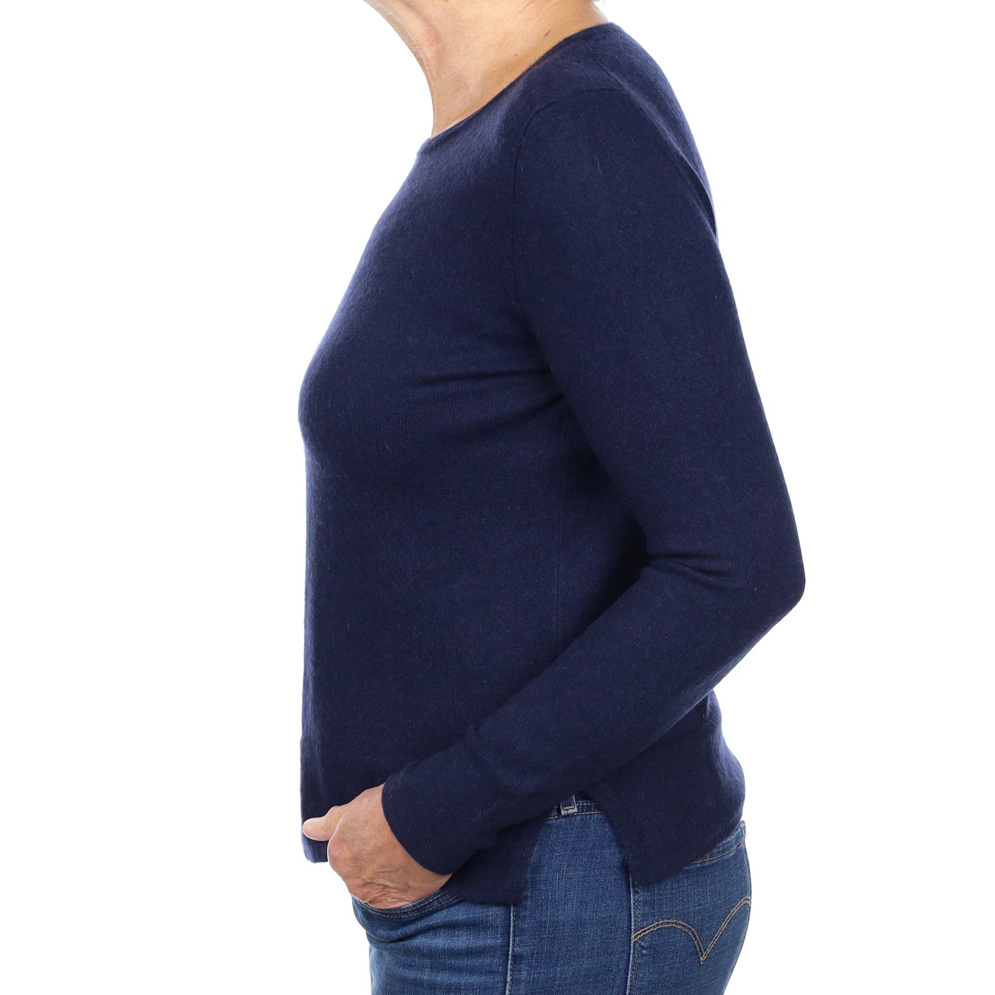 Navy Blue Cashmere Crew Neck Jumper Medium