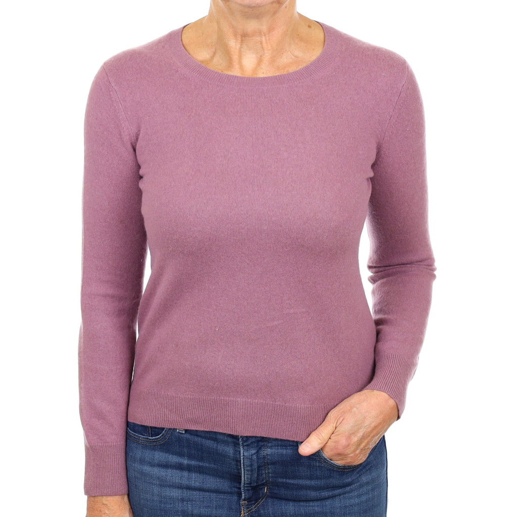 Heather Purple Cashmere Crew Neck Jumper Medium