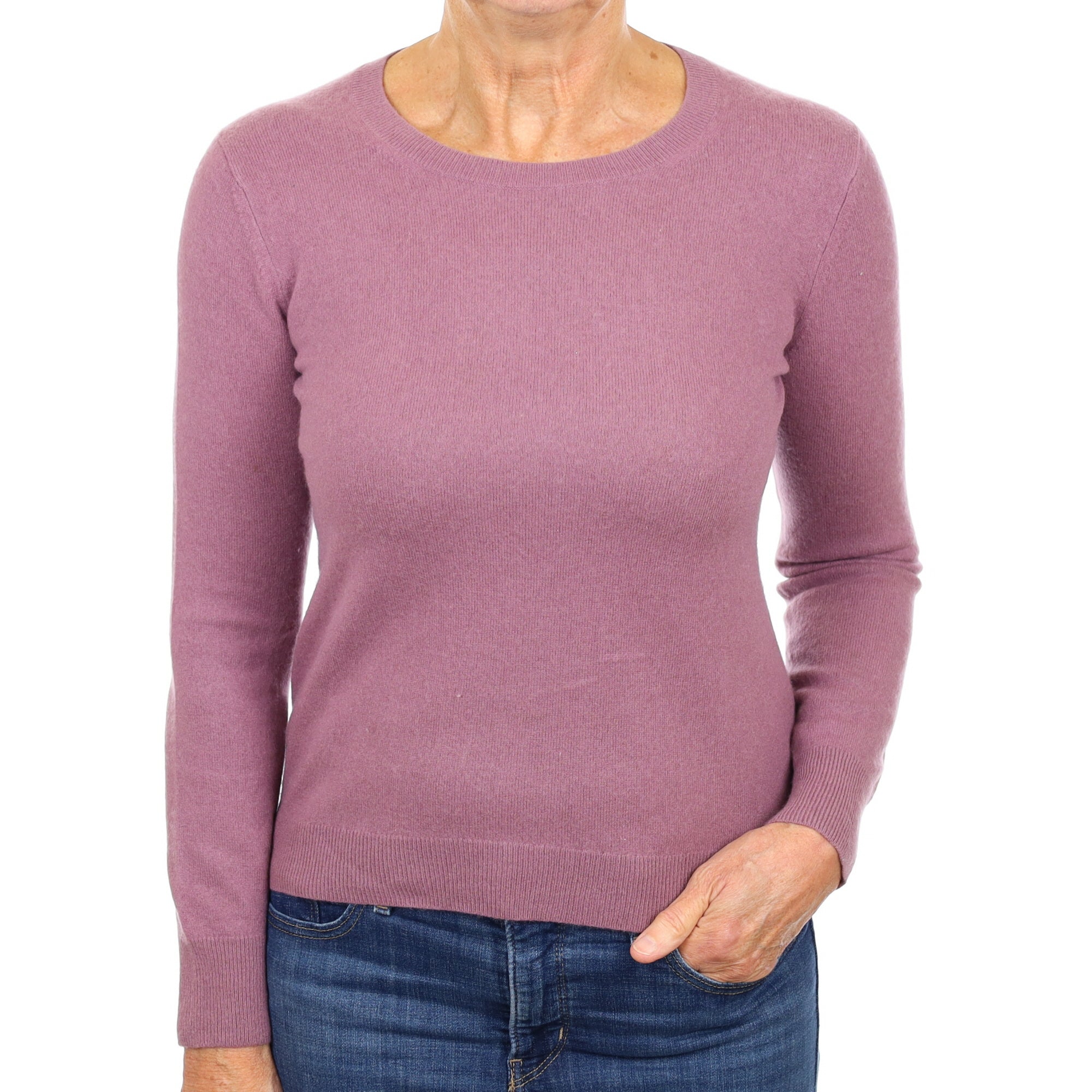 Heather Purple Cashmere Crew Neck Jumper Medium