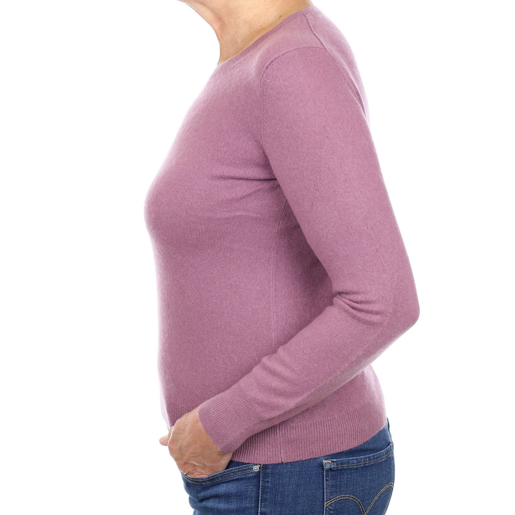Heather Purple Cashmere Crew Neck Jumper Medium