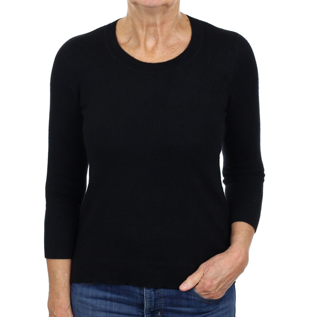 Black Cashmere Crew Neck Jumper Medium