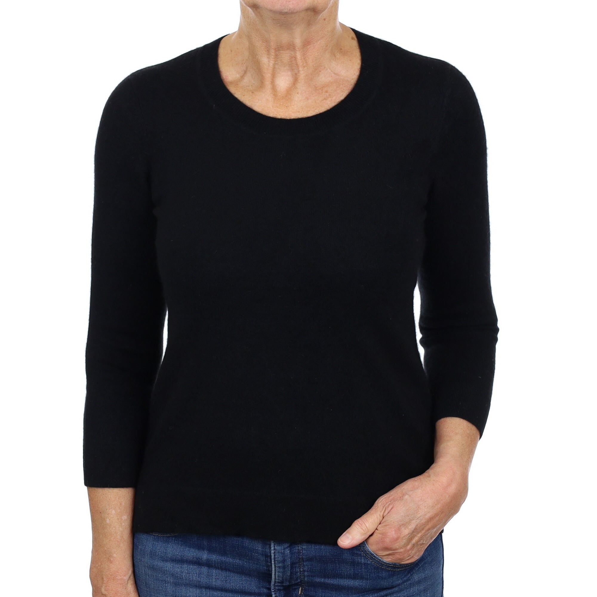 Black Cashmere Crew Neck Jumper Medium