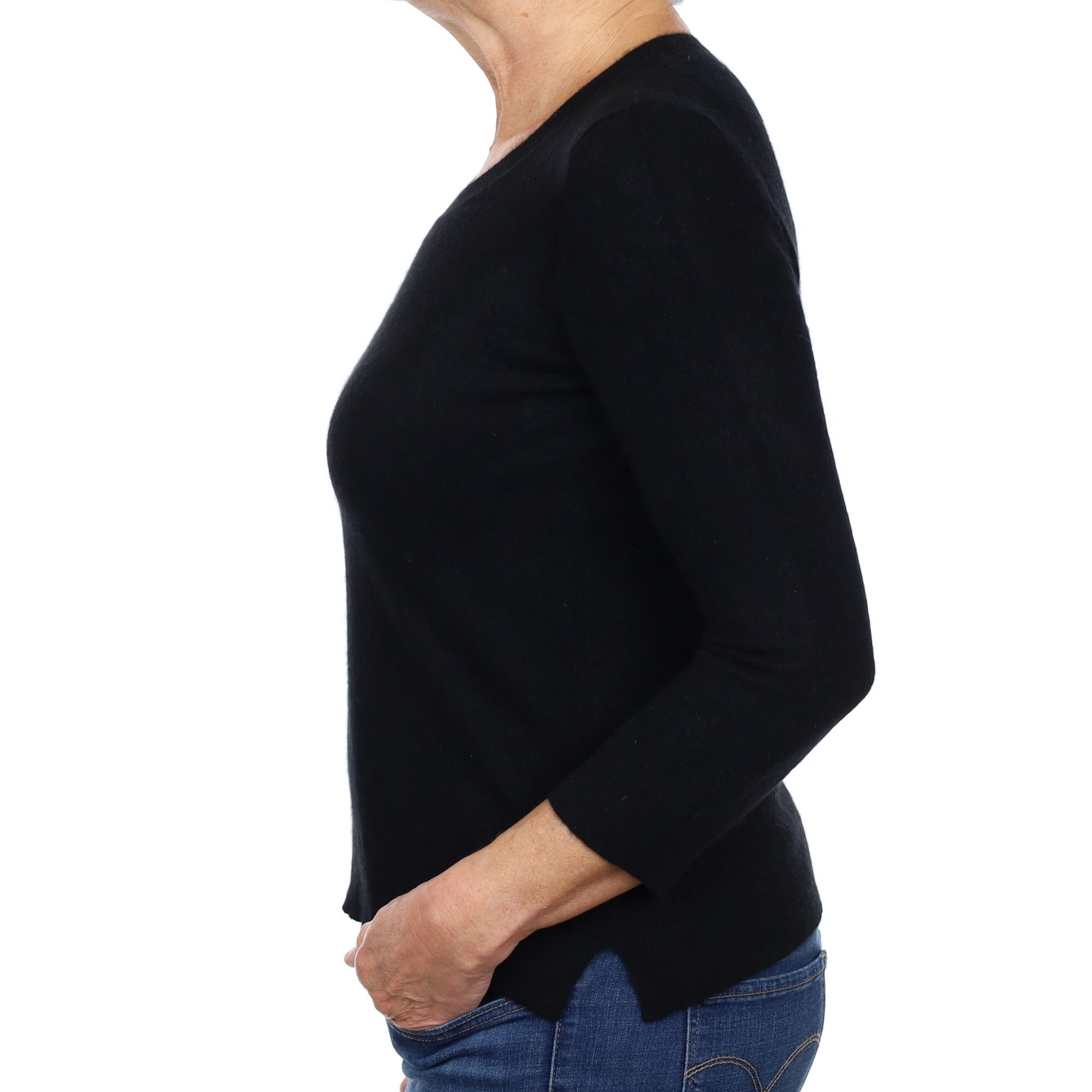 Black Cashmere Crew Neck Jumper Medium