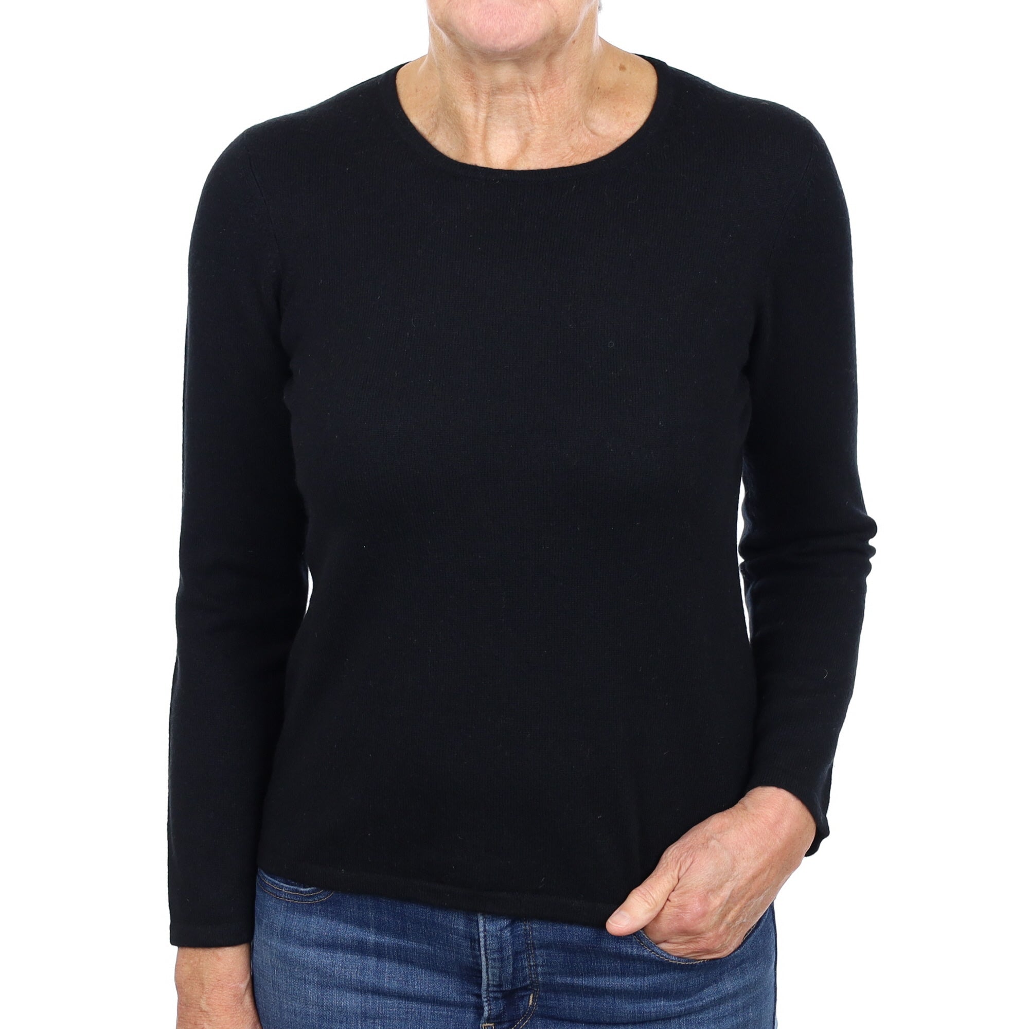 Black Cashmere Crew Neck Jumper Medium