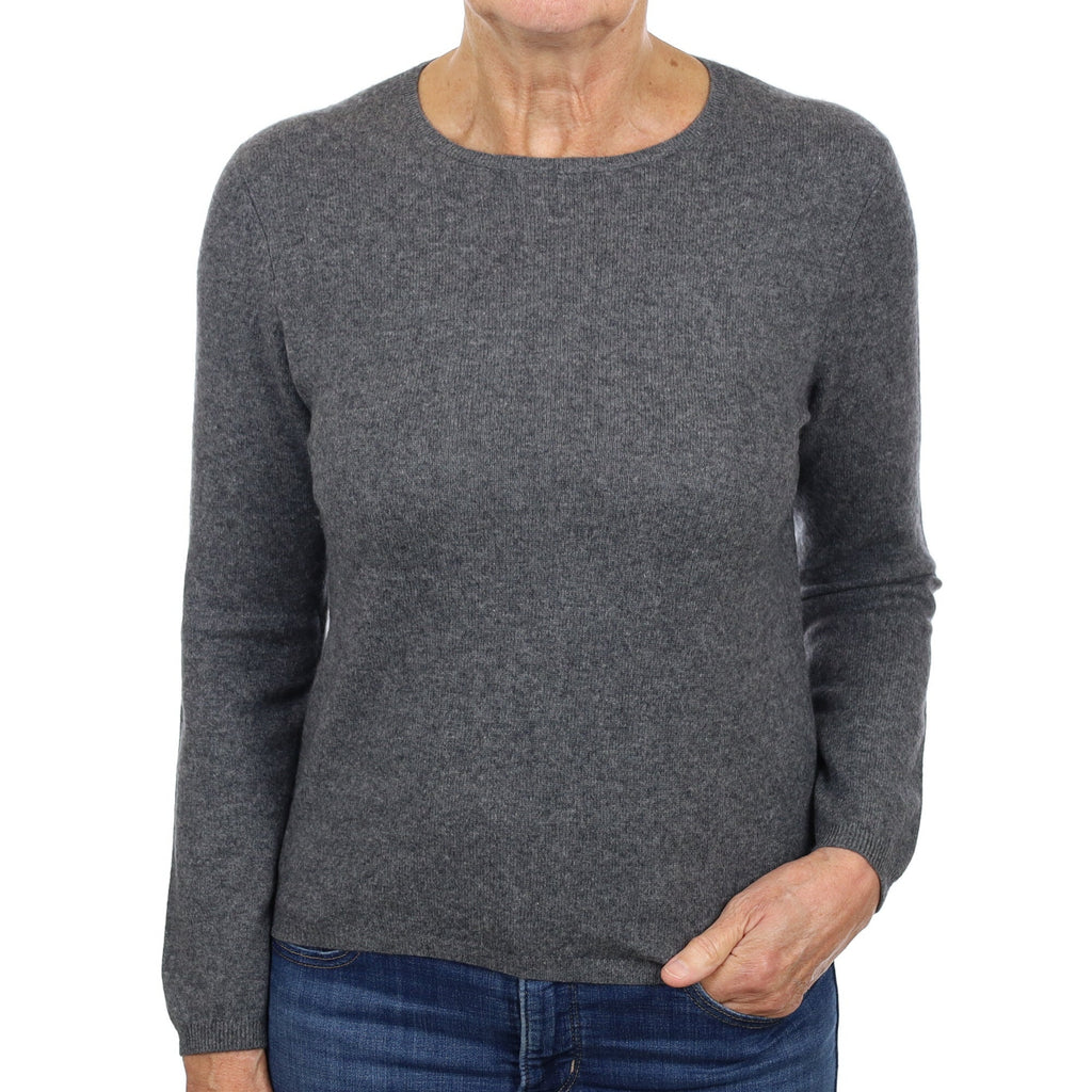 Slate Grey Cashmere Crew Neck Jumper Medium
