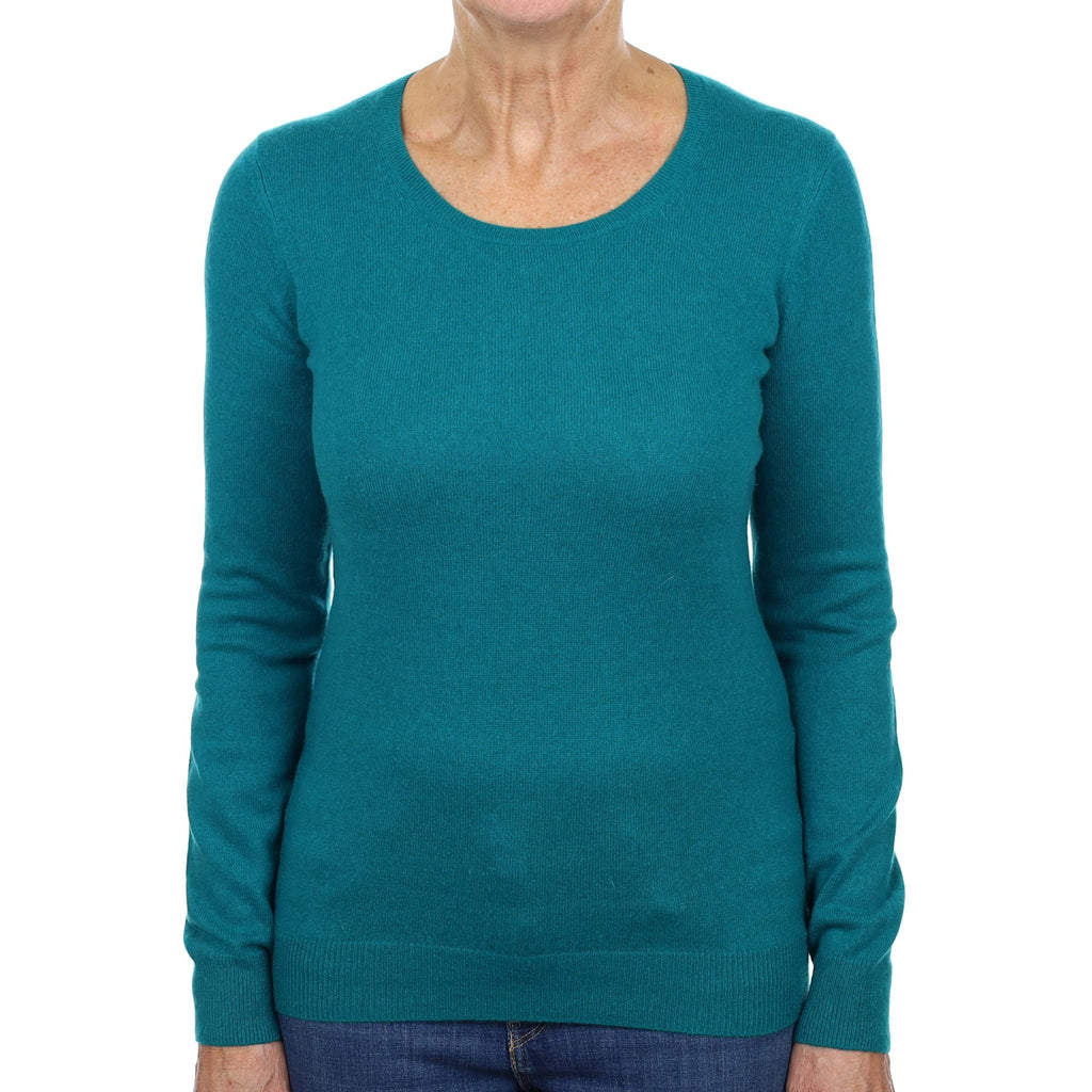 Cyan Green Cashmere Scoop Neck Jumper Medium