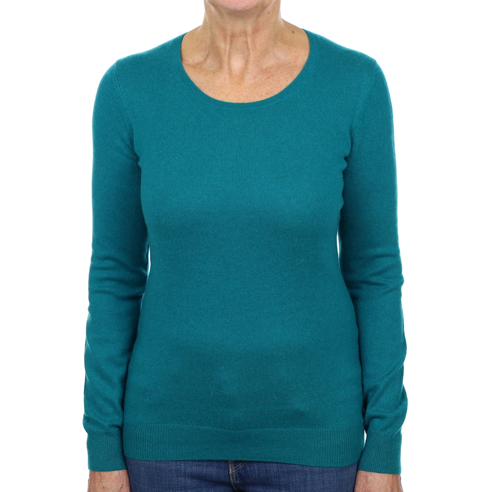 Cyan Green Cashmere Scoop Neck Jumper Medium