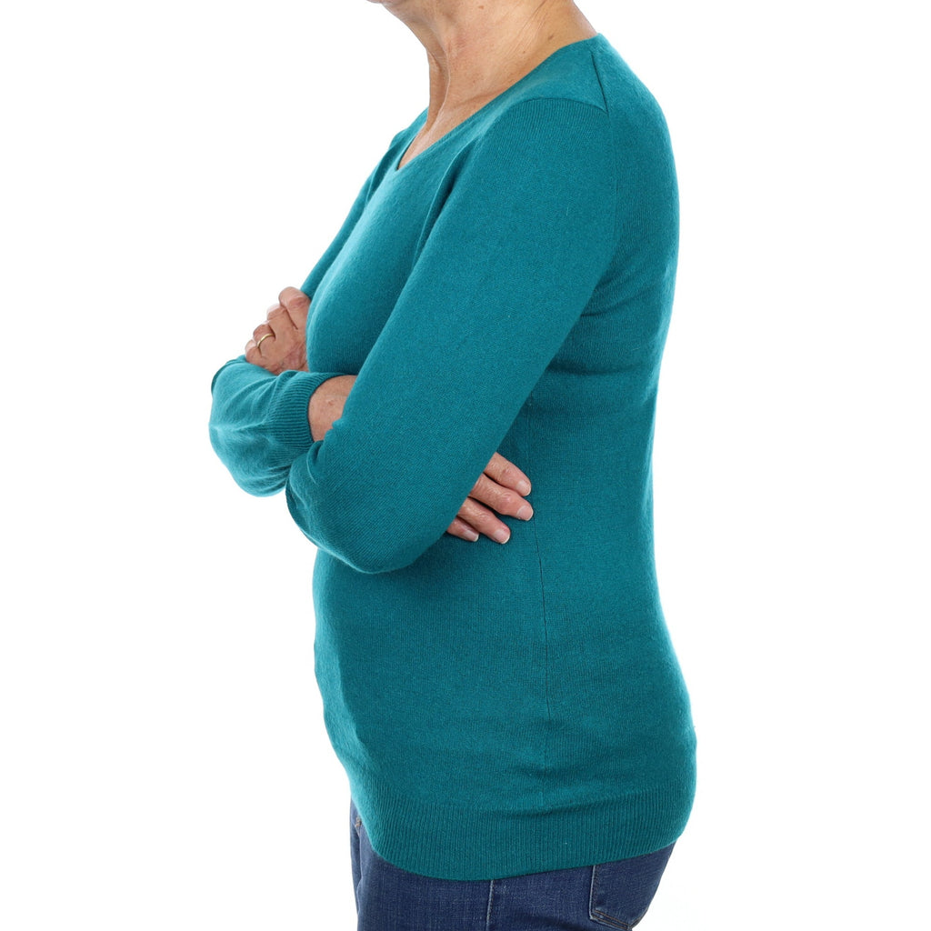 Cyan Green Cashmere Scoop Neck Jumper Medium