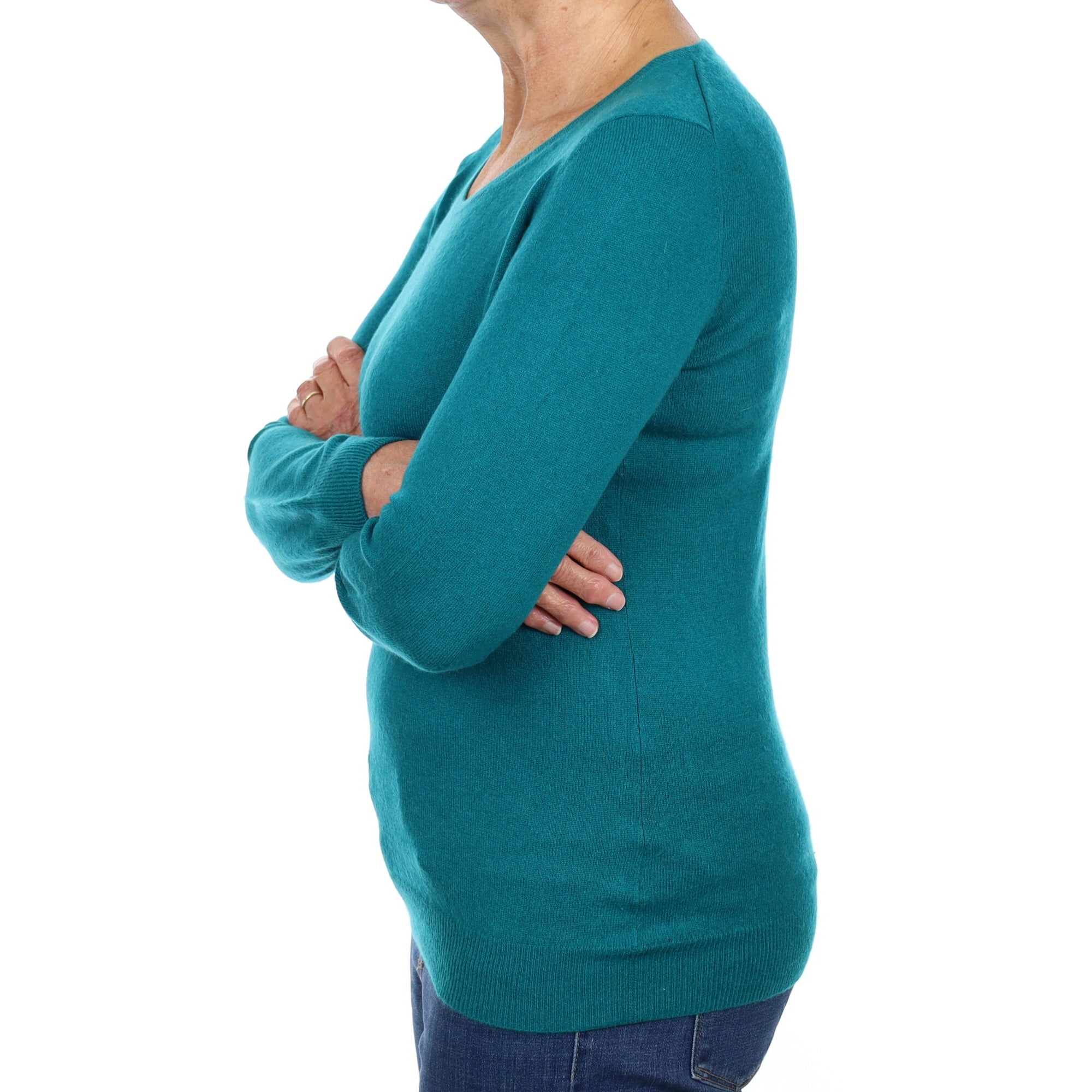 Cyan Green Cashmere Scoop Neck Jumper Medium