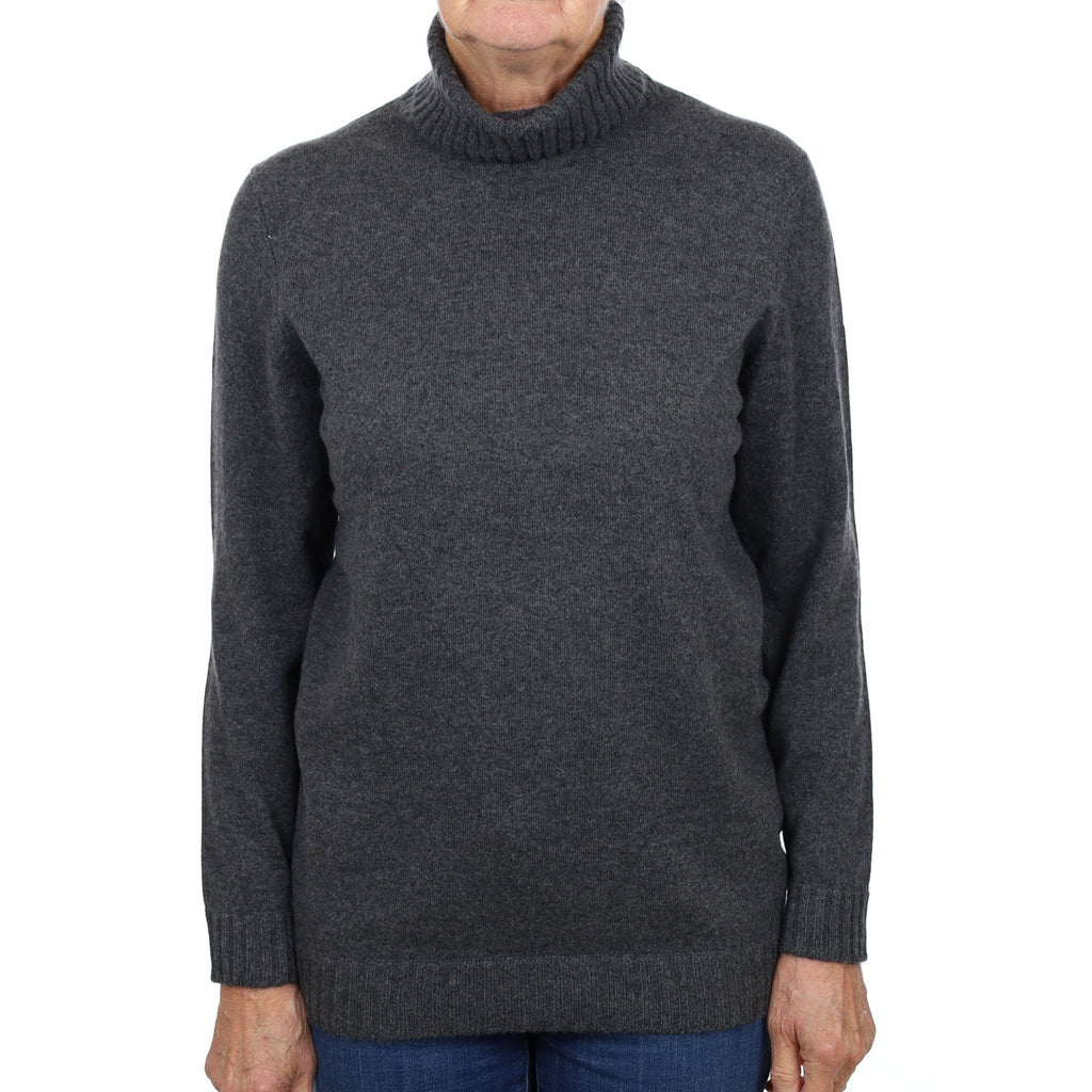Slate Grey Cashmere Polo Neck Jumper Medium