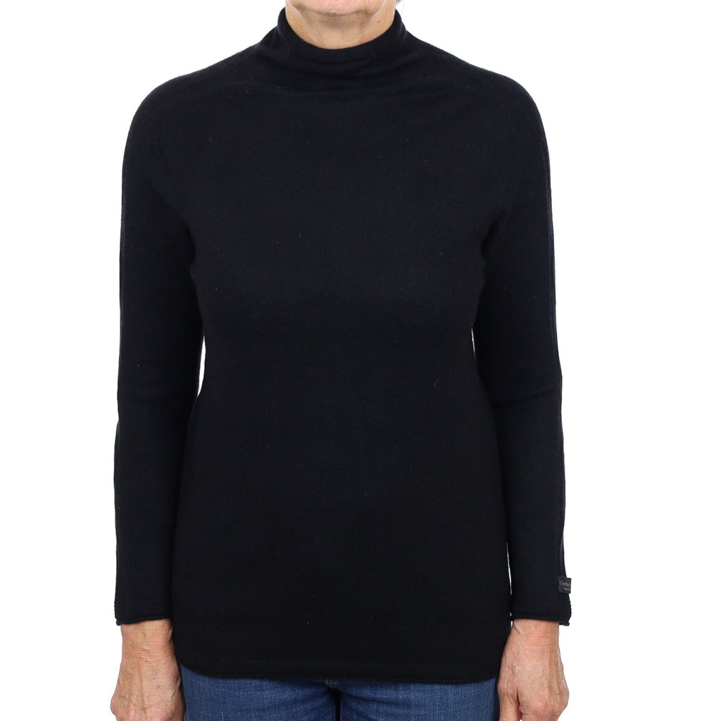 Black Cashmere Funnel Neck Jumper Medium