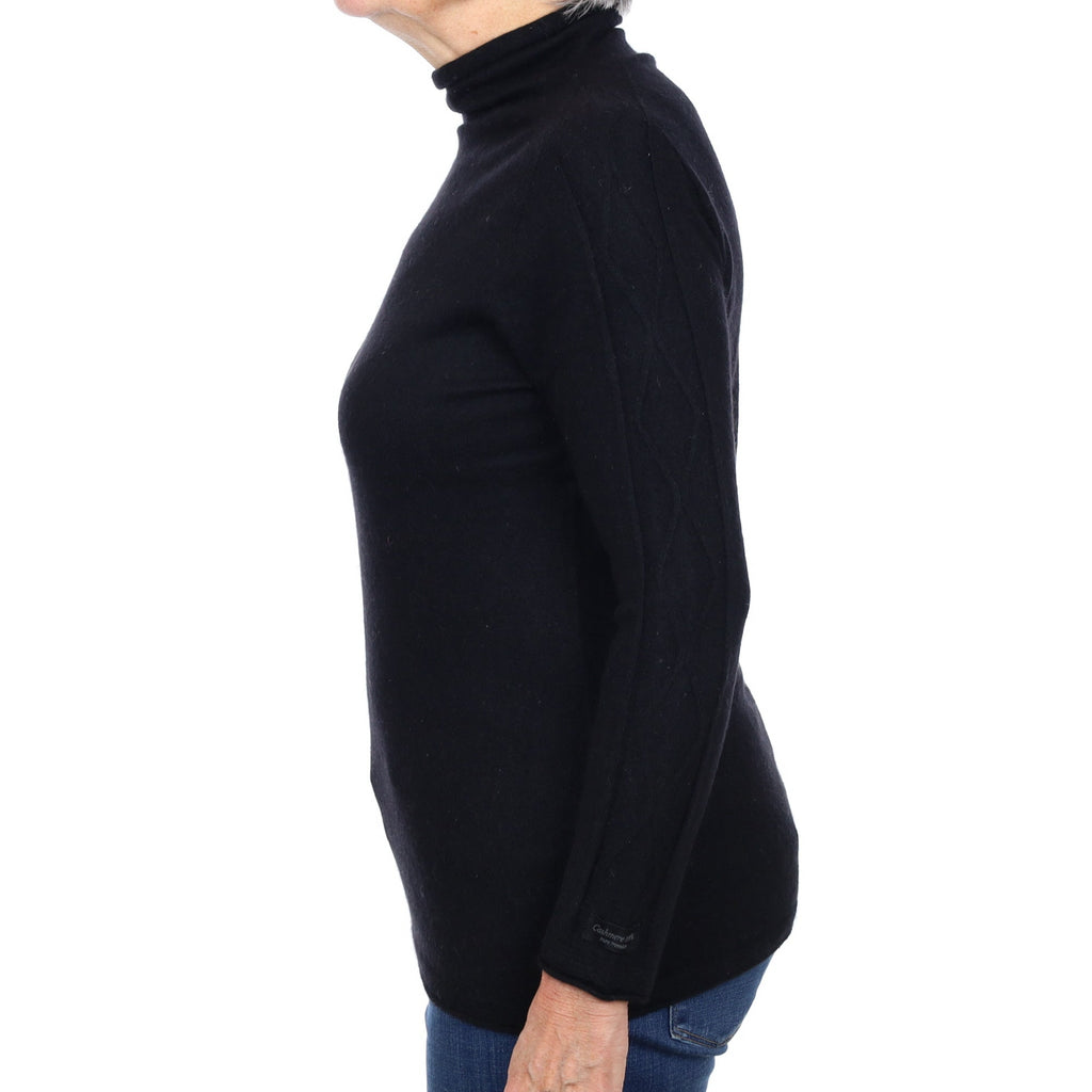 Black Cashmere Funnel Neck Jumper Medium