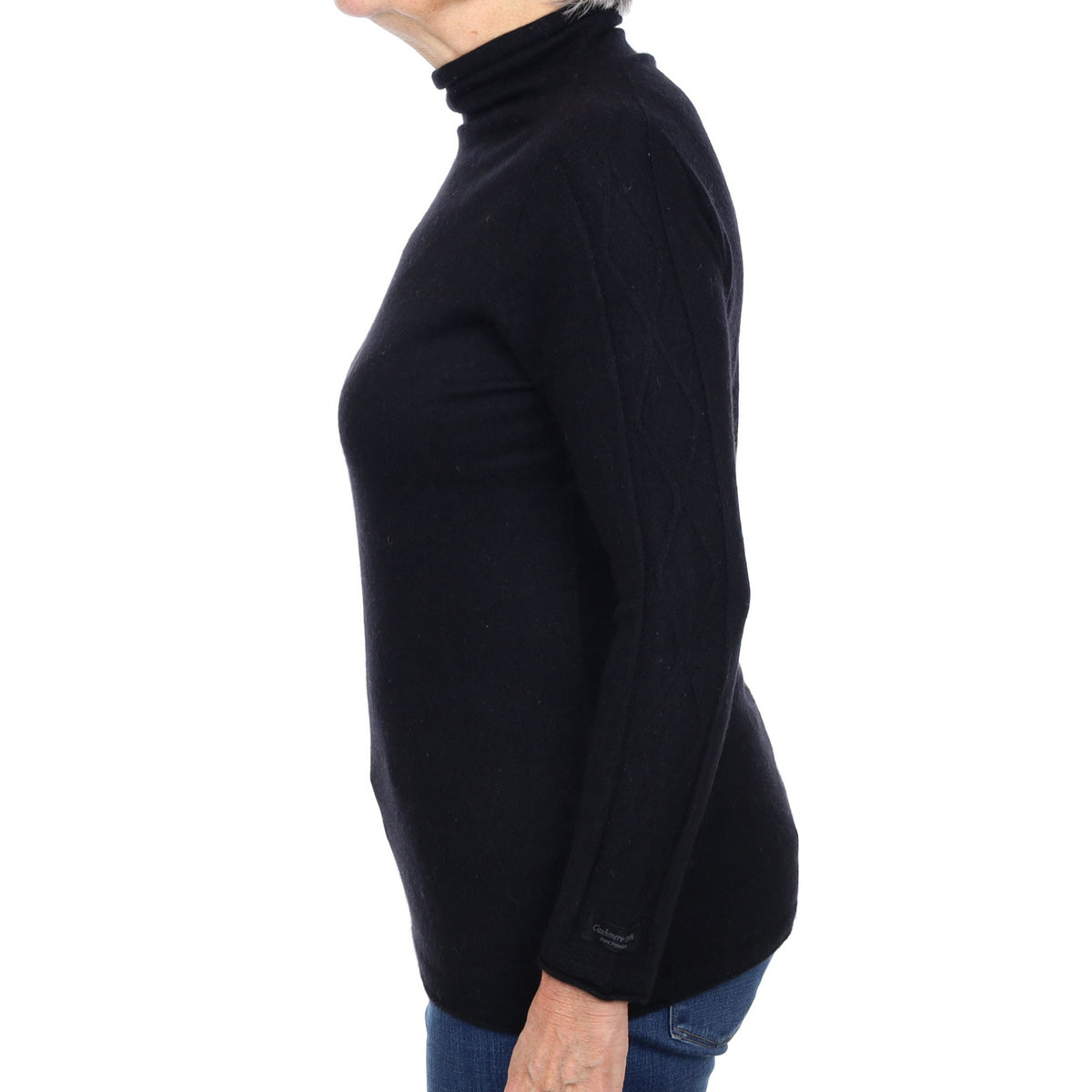 Black Cashmere Funnel Neck Jumper Medium