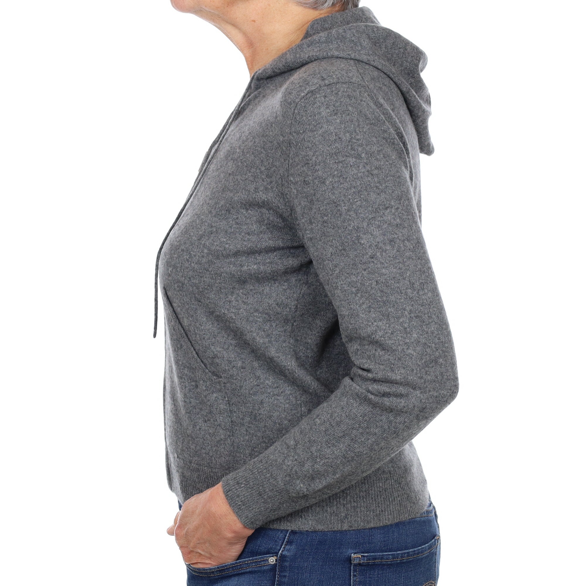 Slate Grey Cashmere Zip Up Hoodie Medium