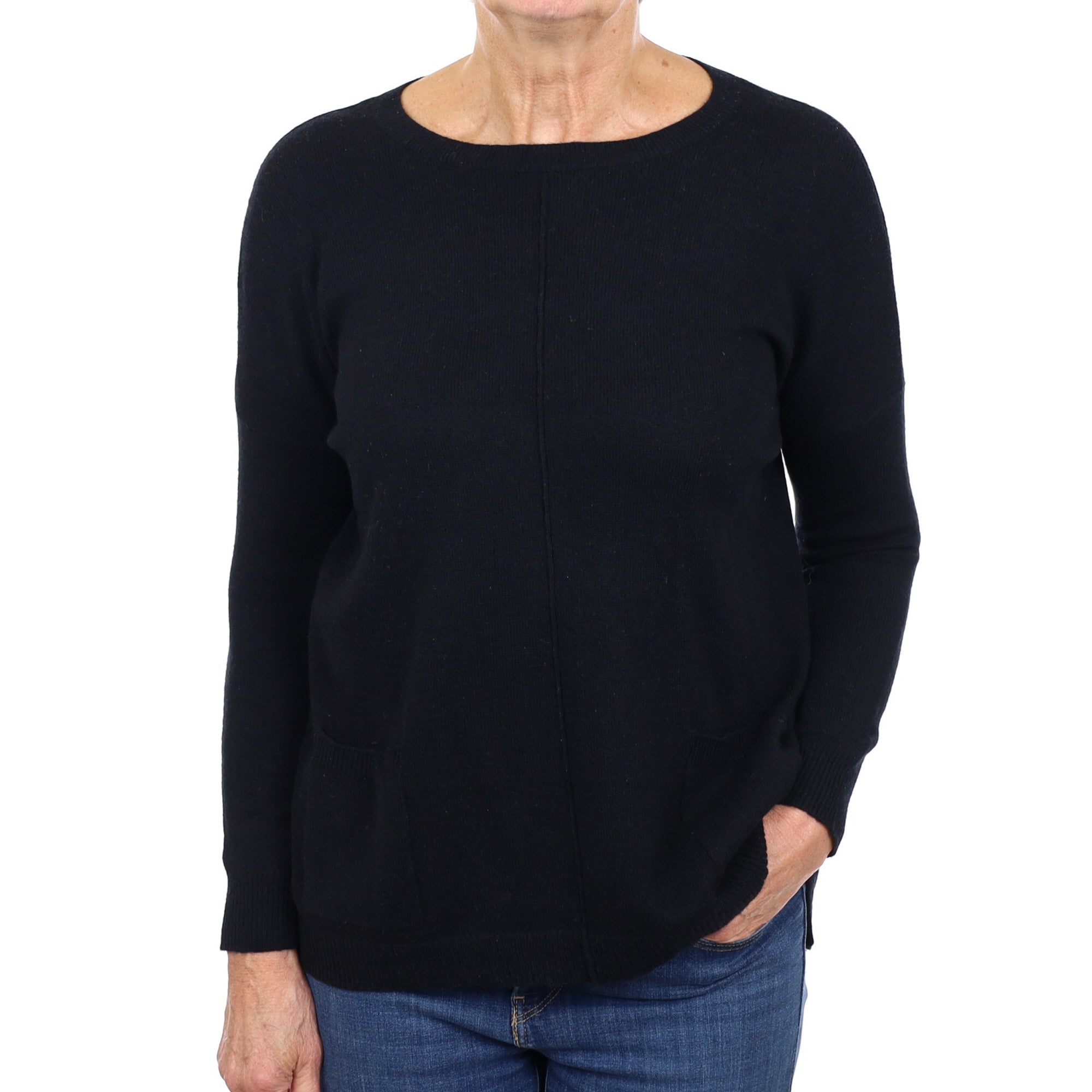 Black Cashmere Crew Neck Jumper Medium