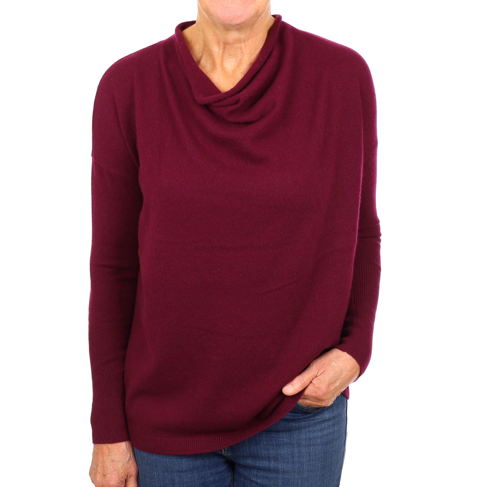 Mulberry Purple Cashmere Cowl Neck Jumper Medium