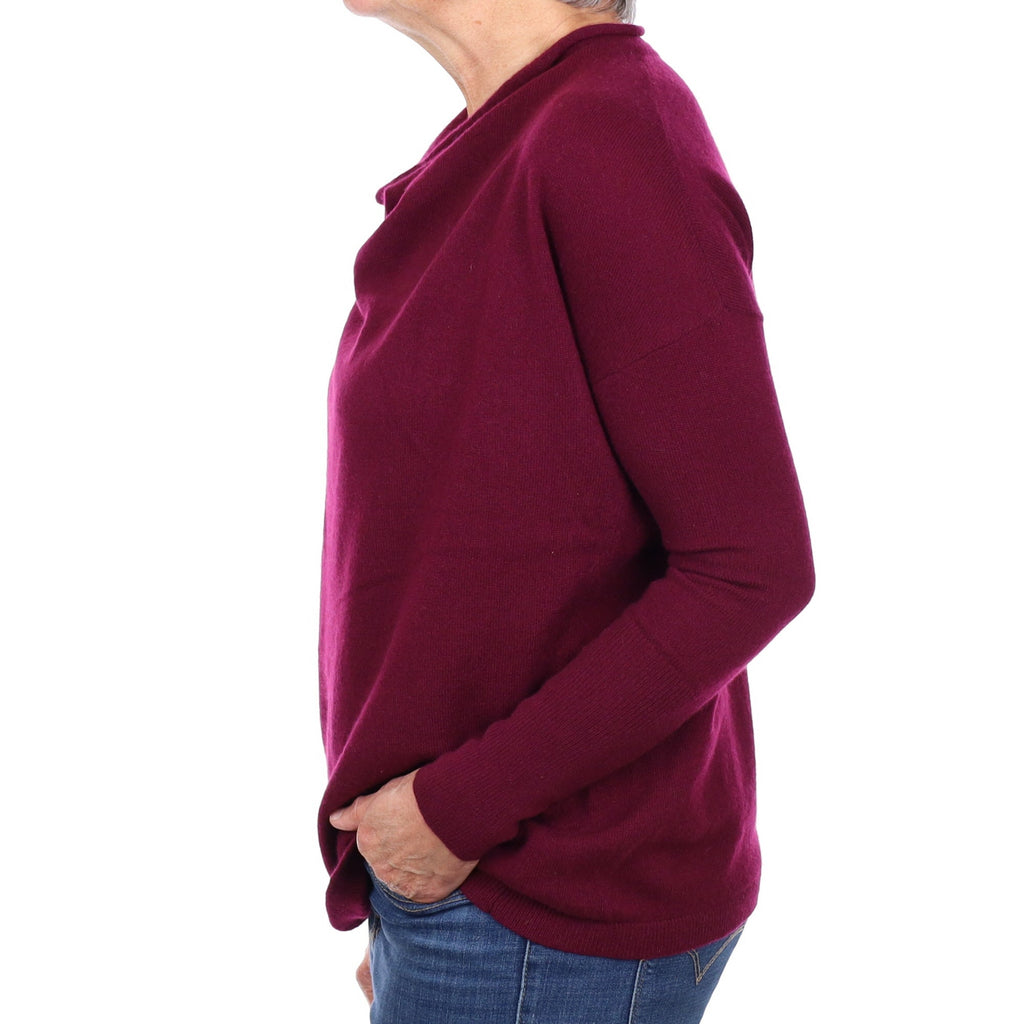 Mulberry Purple Cashmere Cowl Neck Jumper Medium