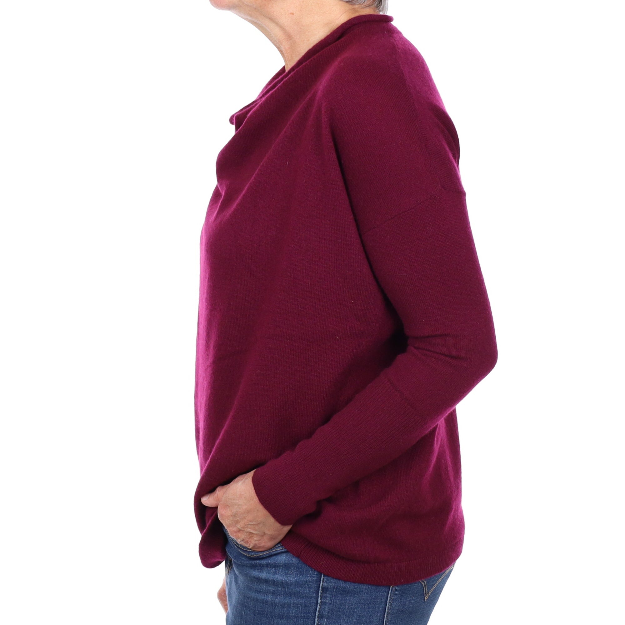 Mulberry Purple Cashmere Cowl Neck Jumper Medium